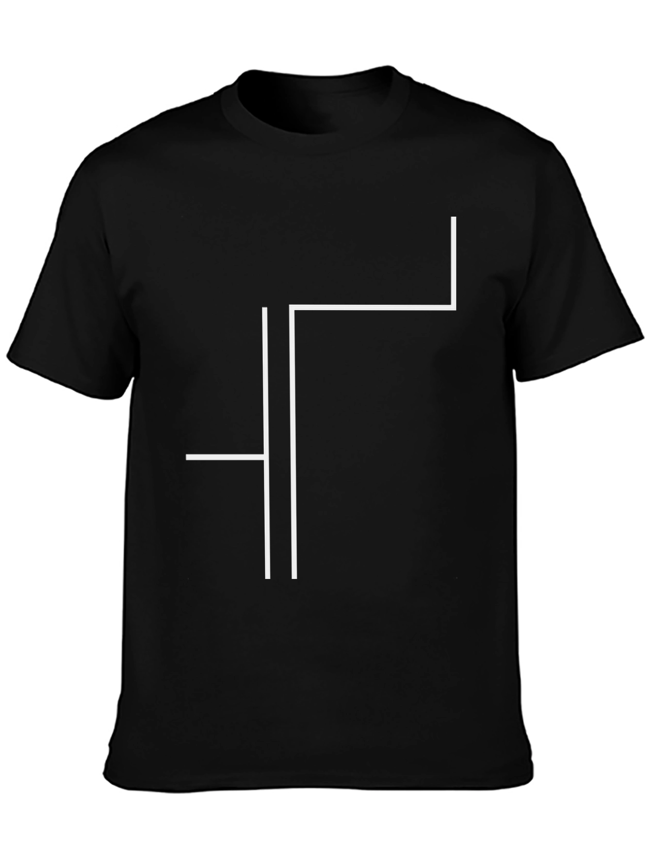 Black Minimalist Line Art Tee - Modern Graphic T-Shirt view 3