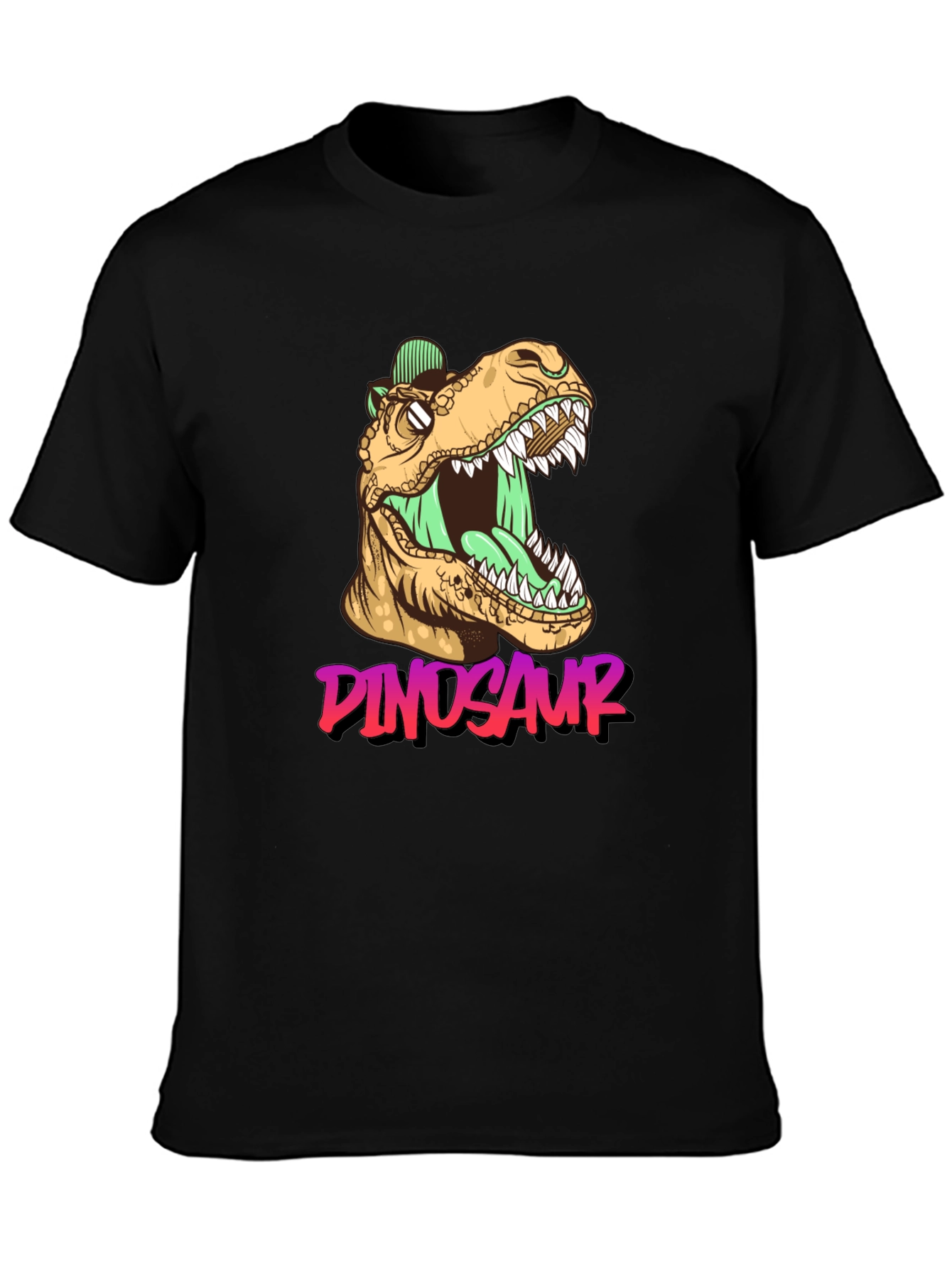 Black Dinosaur Graphic T-Shirt - Roaring Style view 3