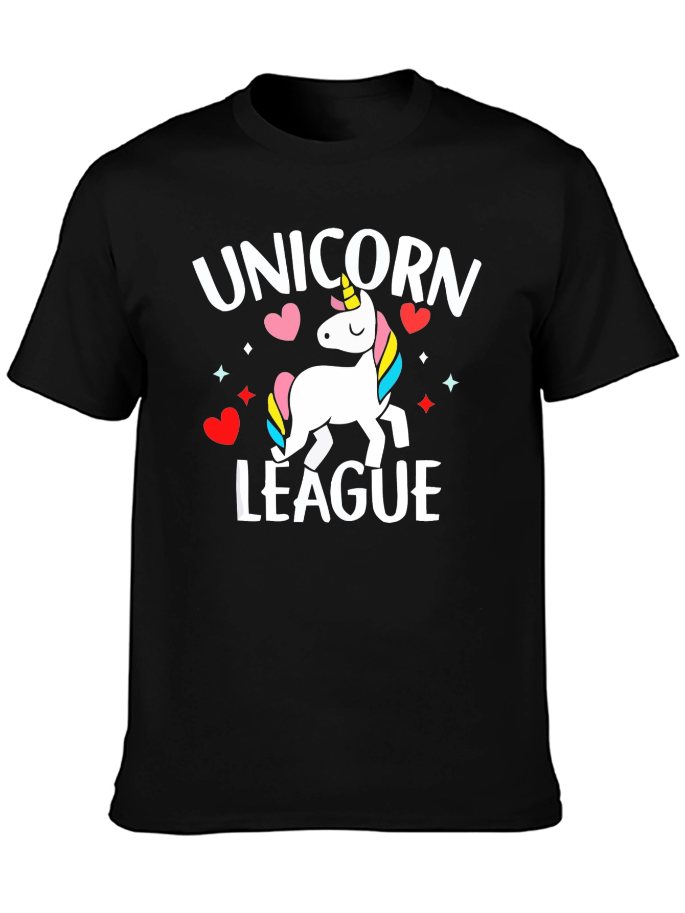 Black Unicorn League Graphic Tee - Black Cotton T-Shirt view 3