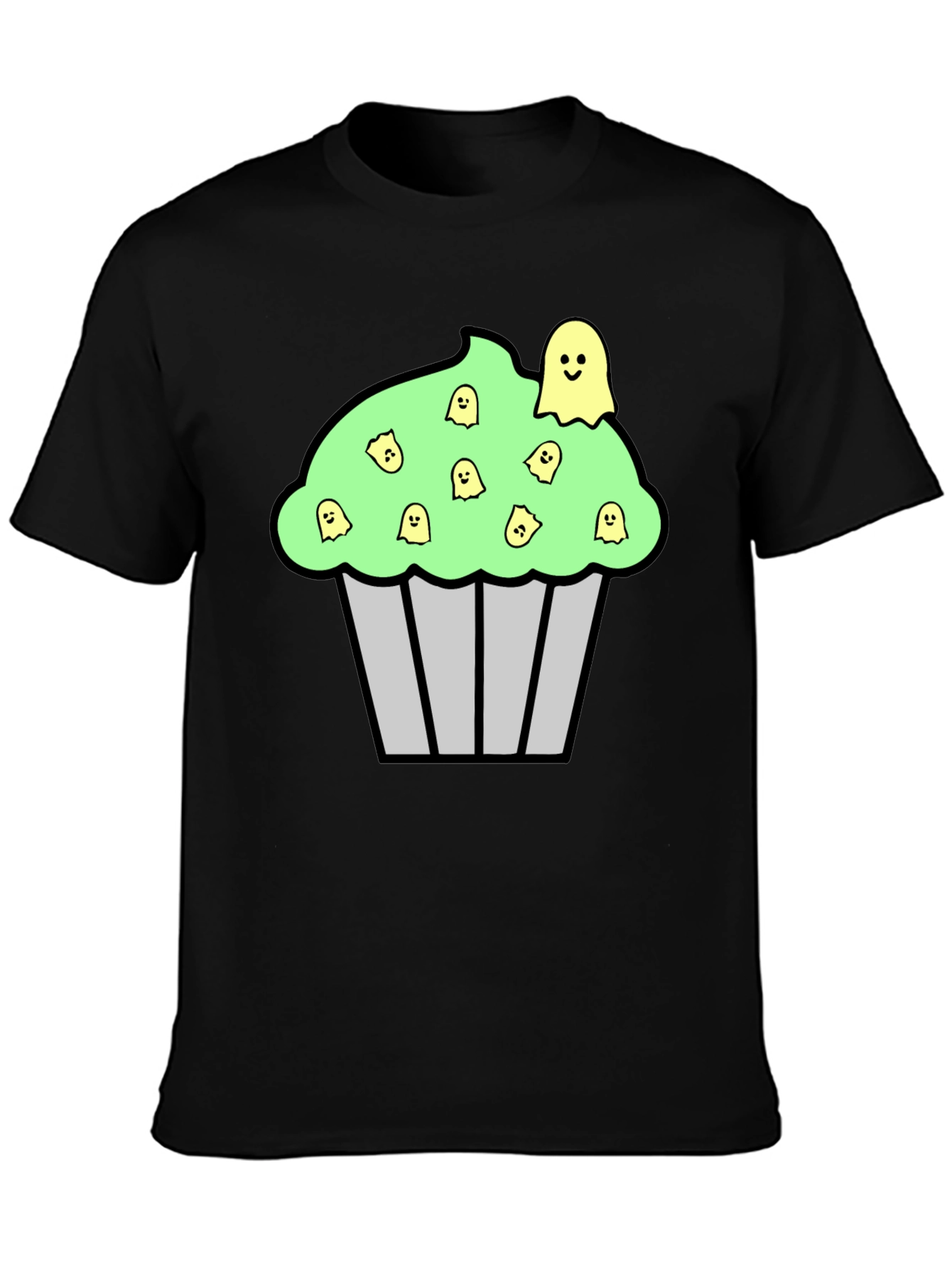 Black Spooky Cupcake Graphic Tee - Halloween T-Shirt view 3