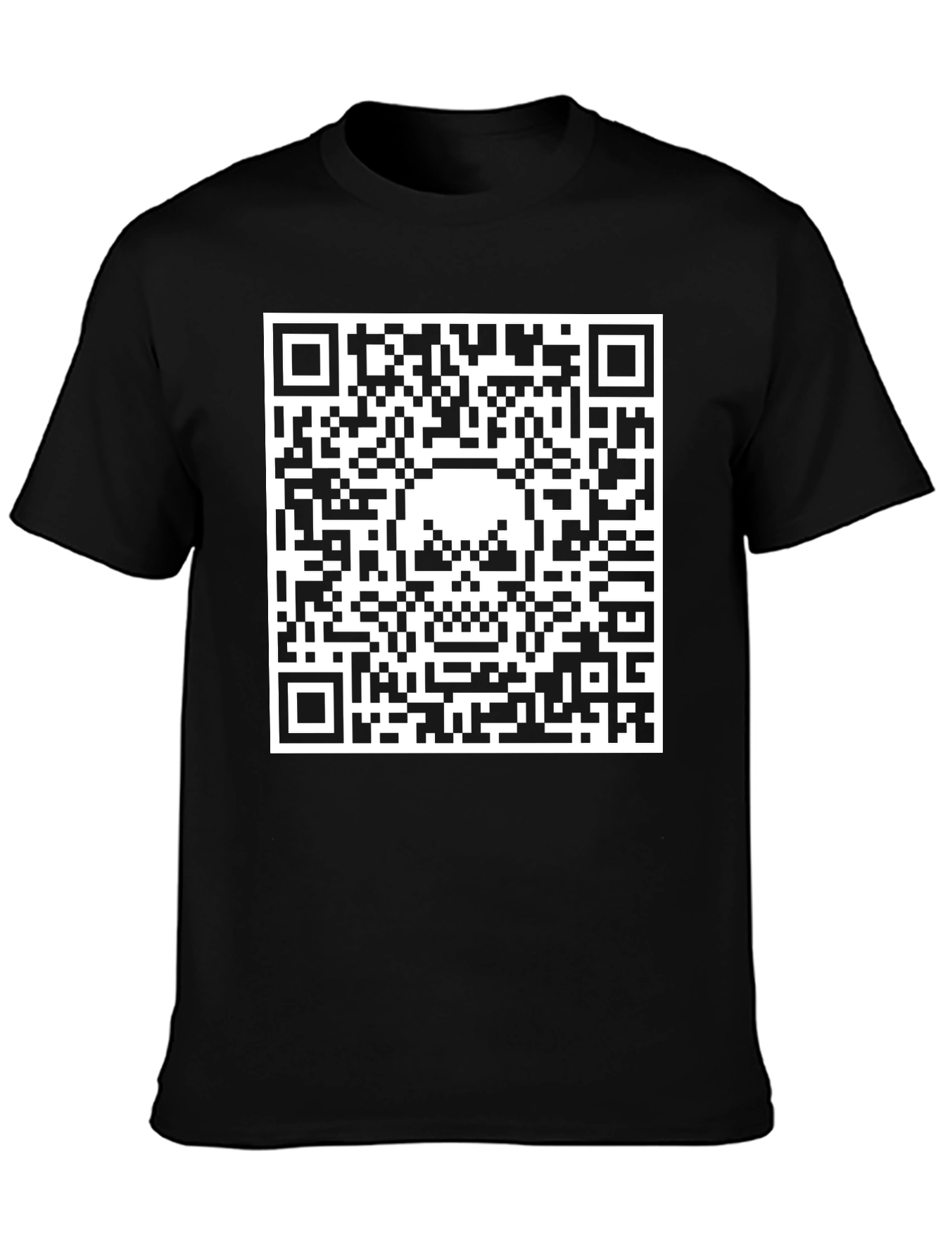 Black QR Code Skull Graphic T-Shirt - Black view 3