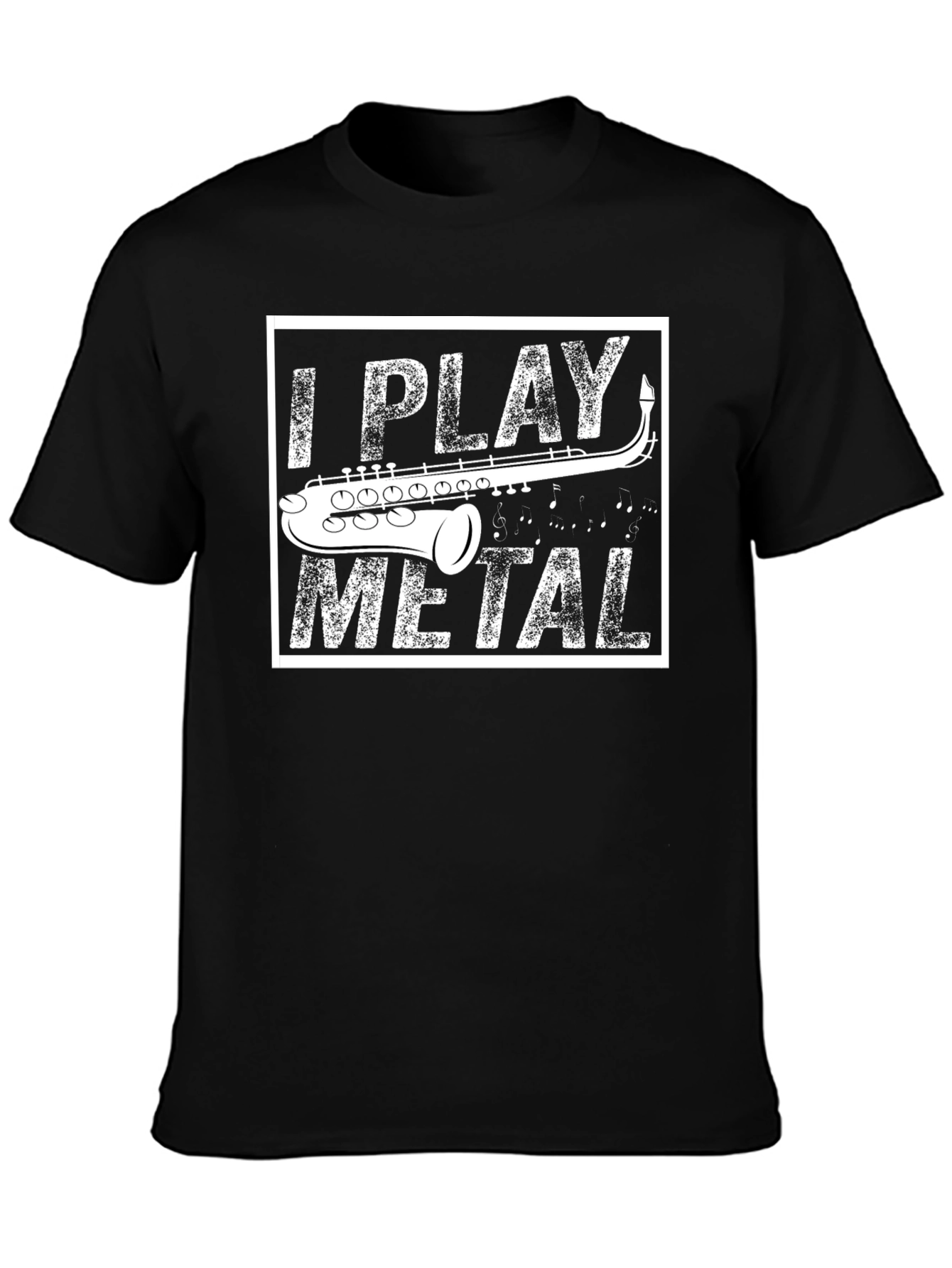 Black I Play Metal Saxophone Black T-Shirt view 3