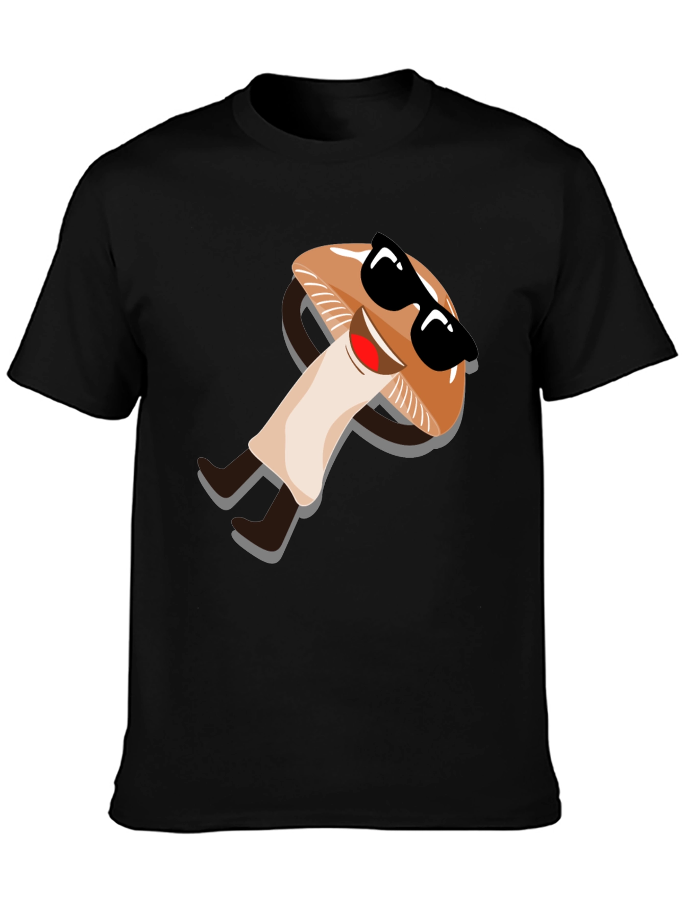 Black Cool Mushroom Graphic Tee view 3