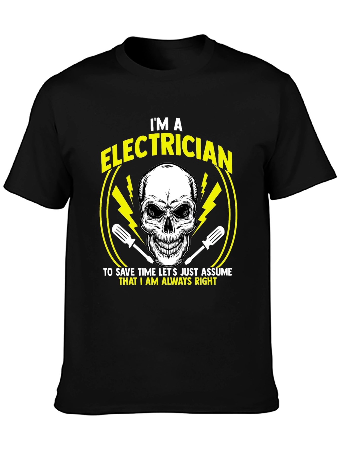 Black Electrician Skull Graphic T-Shirt - Always Right Funny Tee view 3