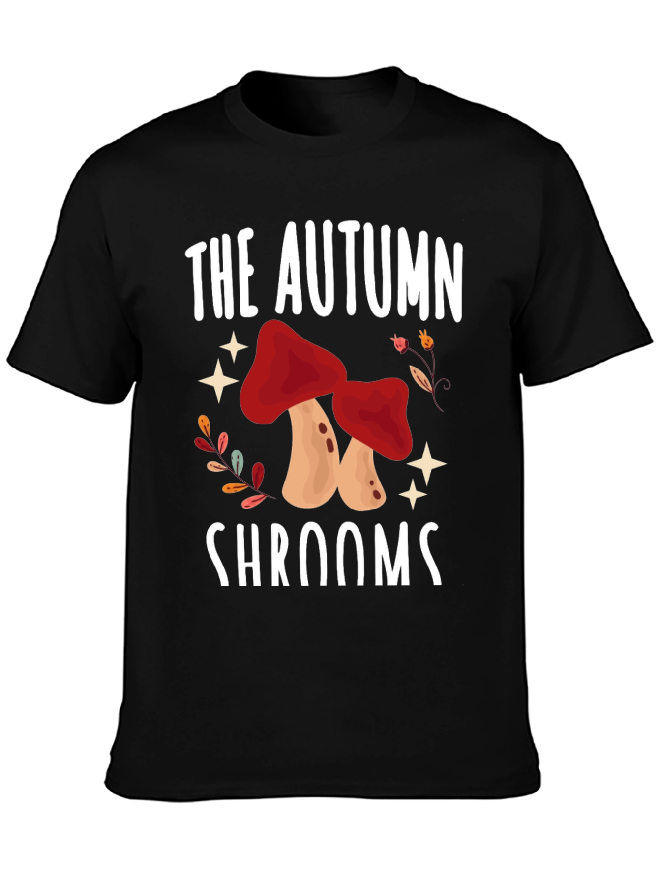 Black Autumn Shrooms T-Shirt - Mushroom Season Tee view 3