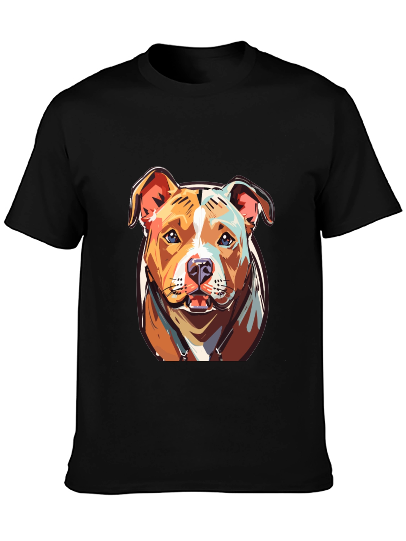 Black Cool Pitbull Dog Graphic Print Tee view 3