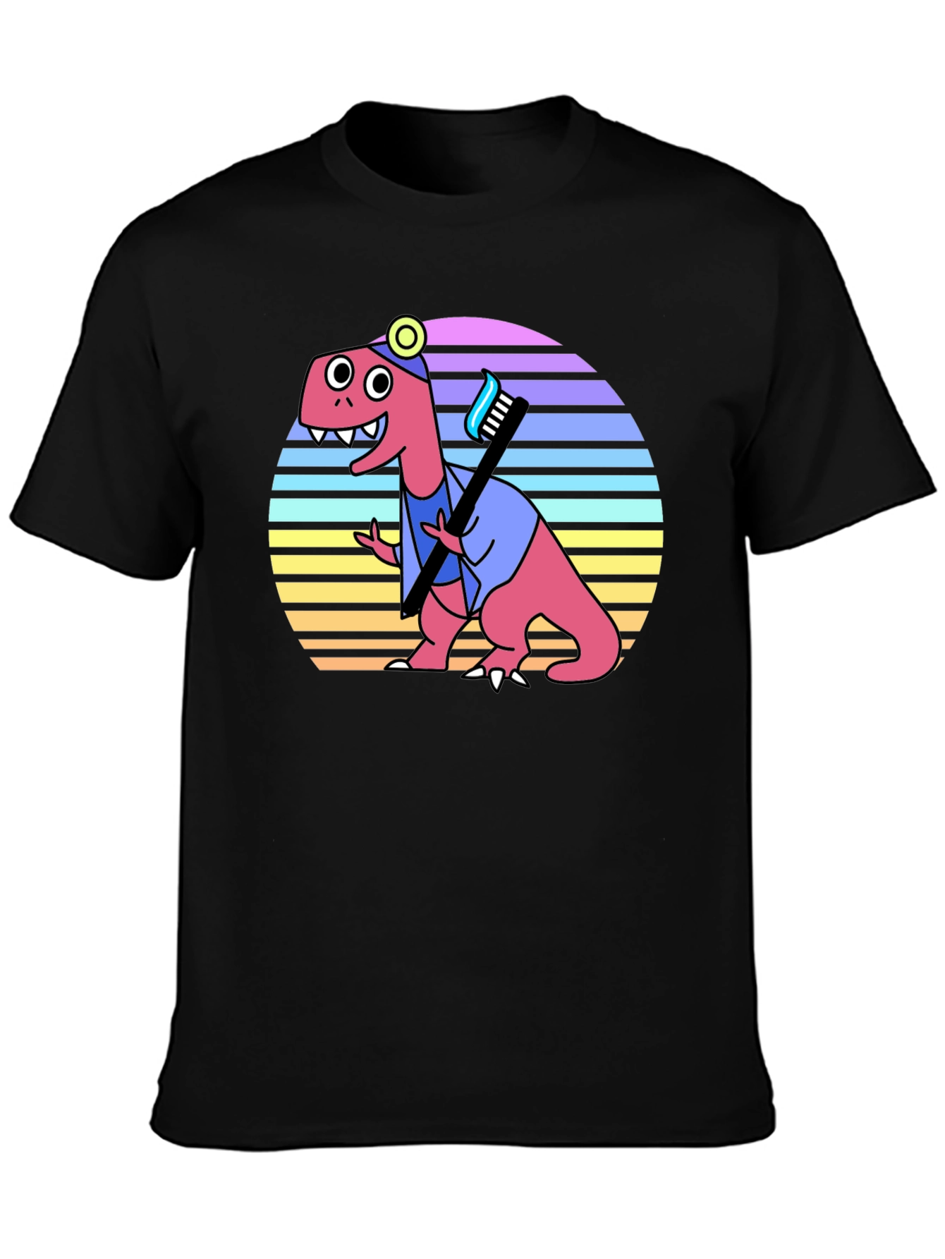 Black Dino Dentist T-Shirt - Novelty Graphic Tee view 3