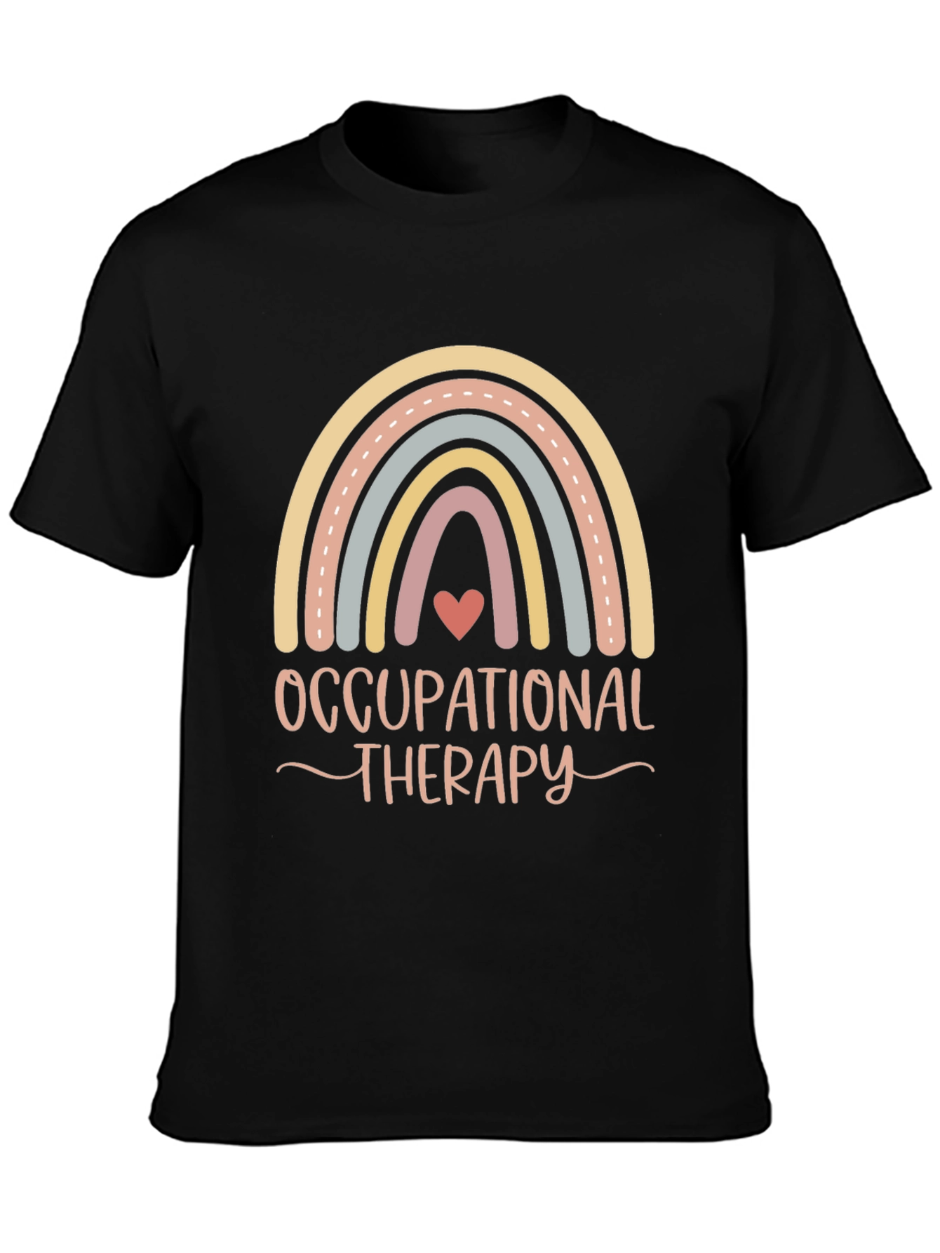 Black Occupational Therapy Rainbow T-Shirt view 3