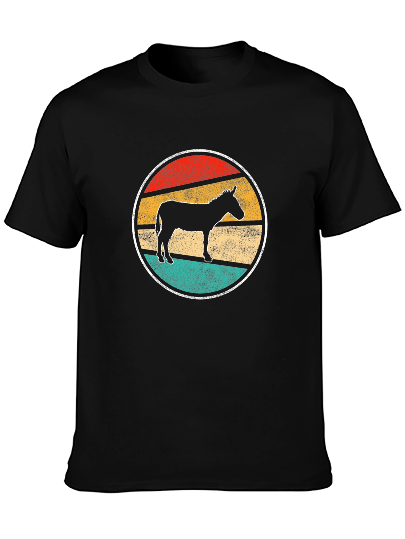 Black Retro Donkey T-Shirt - Black Cotton Crew Neck Tee view 3