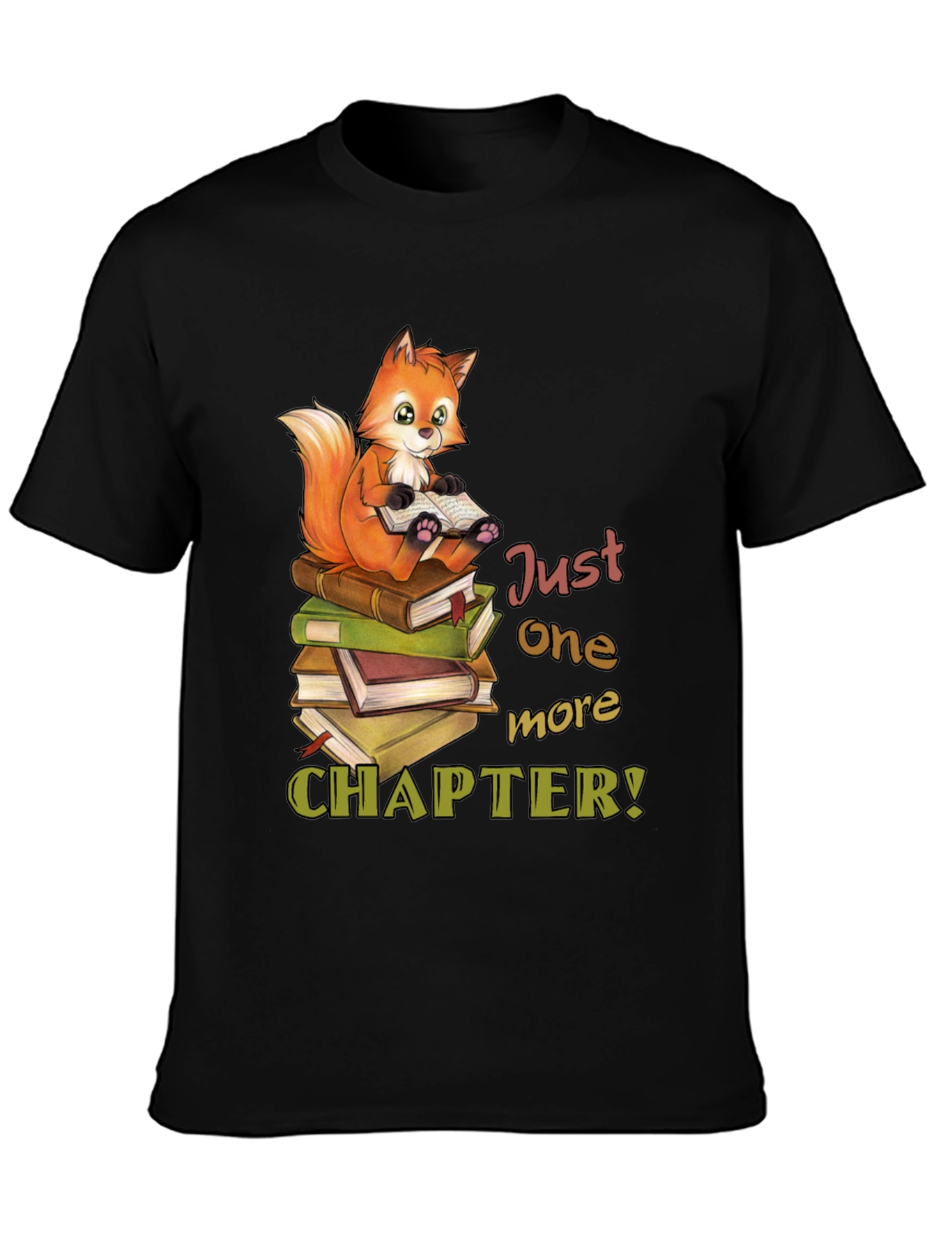 Black Bookworm Fox T-Shirt - Just One More Chapter view 3