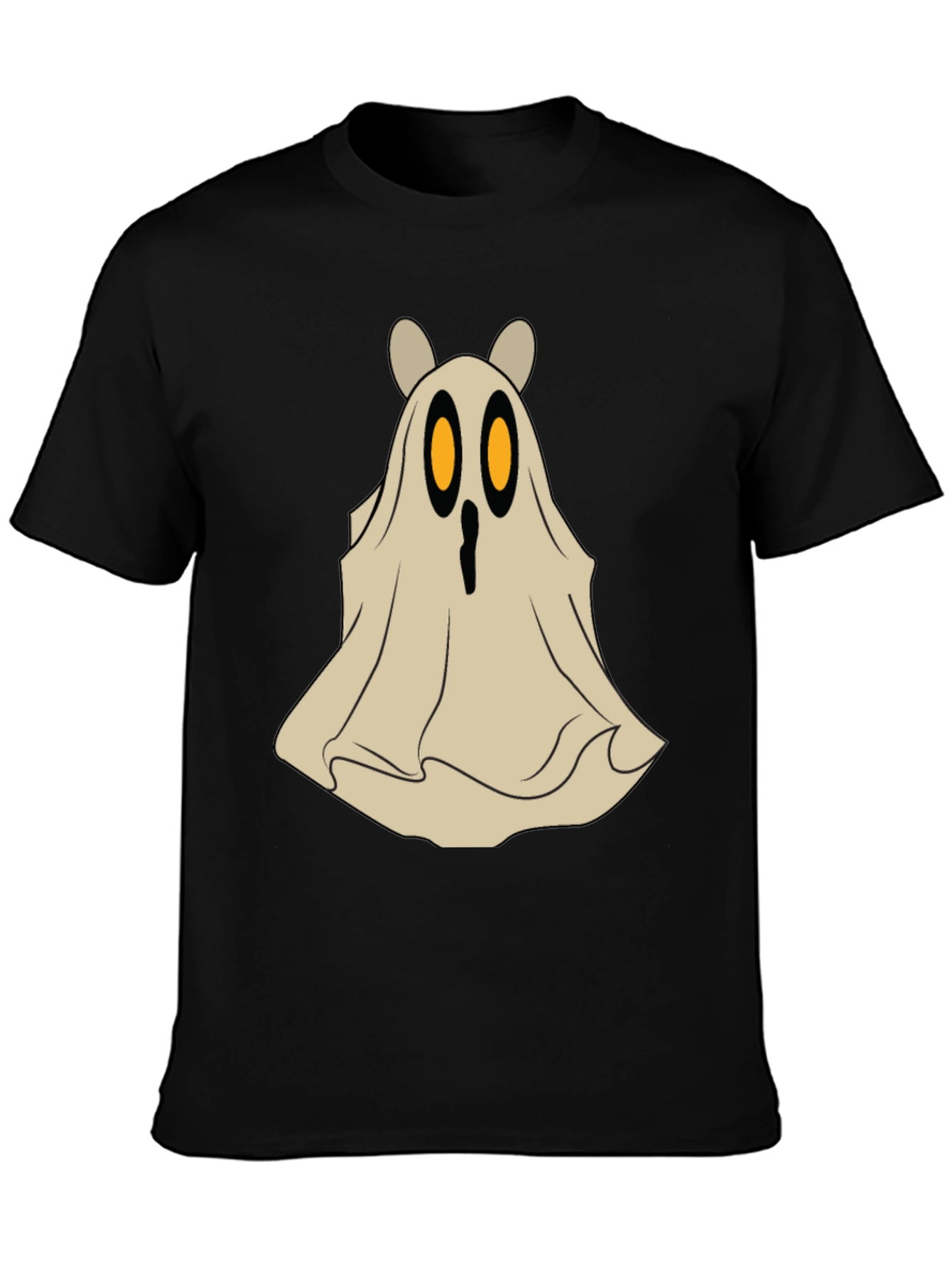 Black Spooky Cute Bear Ghost Halloween T-Shirt view 3