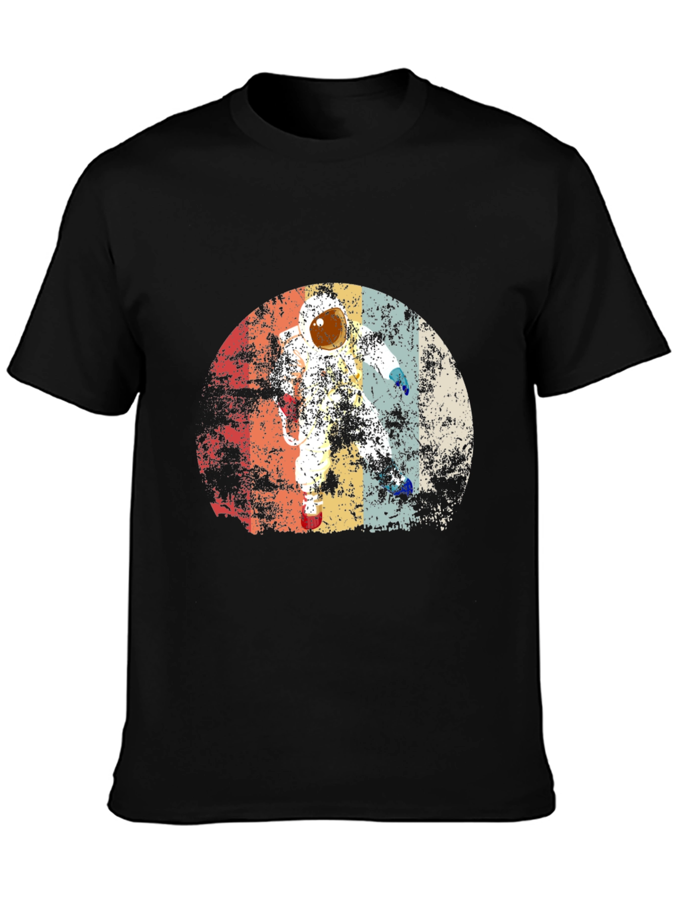 Black Retro Astronaut Graphic Black T-Shirt view 3