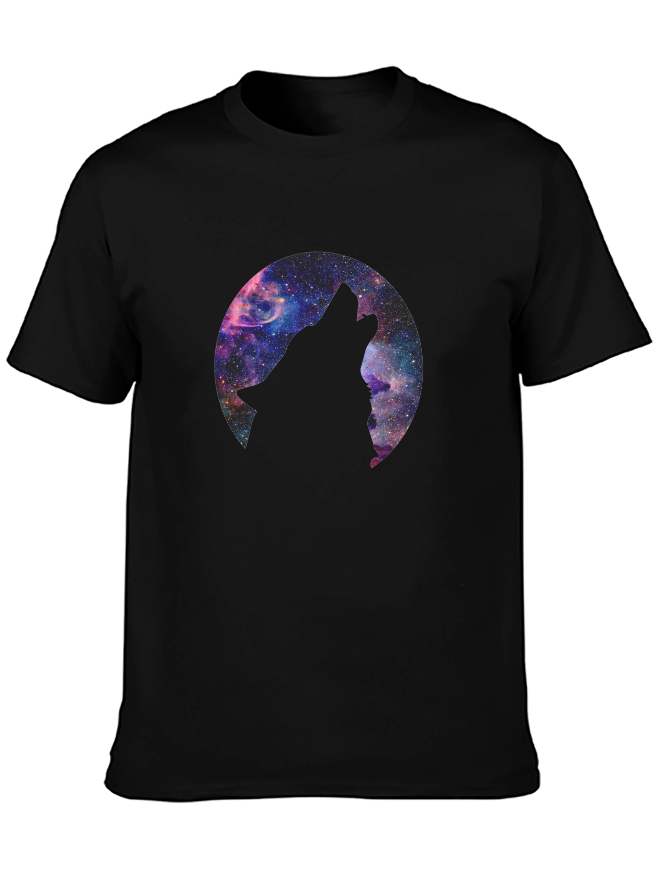 Black Cosmic Wolf T-Shirt - Black Graphic Tee view 3