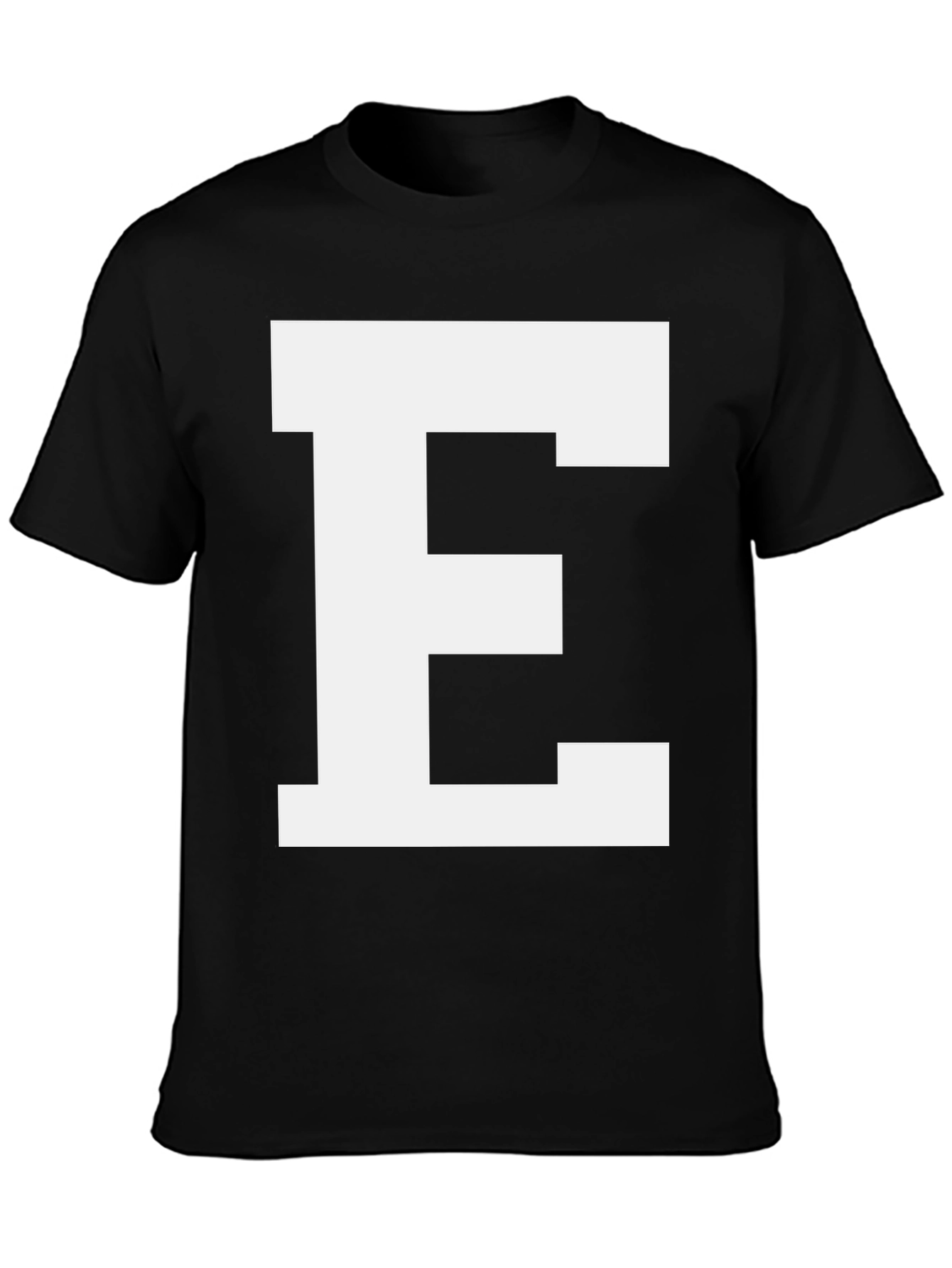 Black Bold Initial 'E' Black Cotton T-Shirt view 3