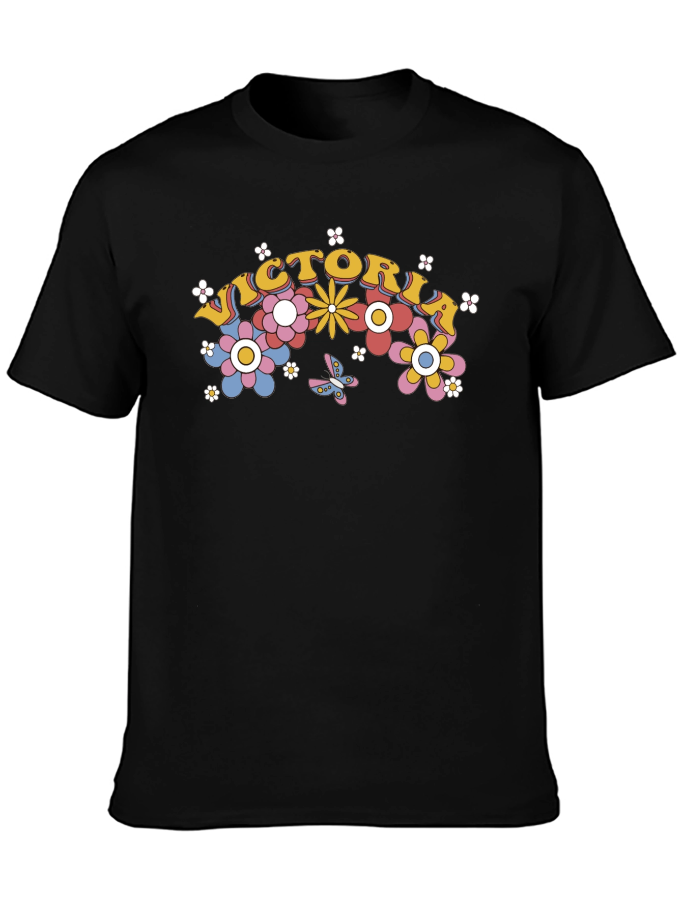Black Victoria Floral Graphic T-Shirt - Retro Design view 3