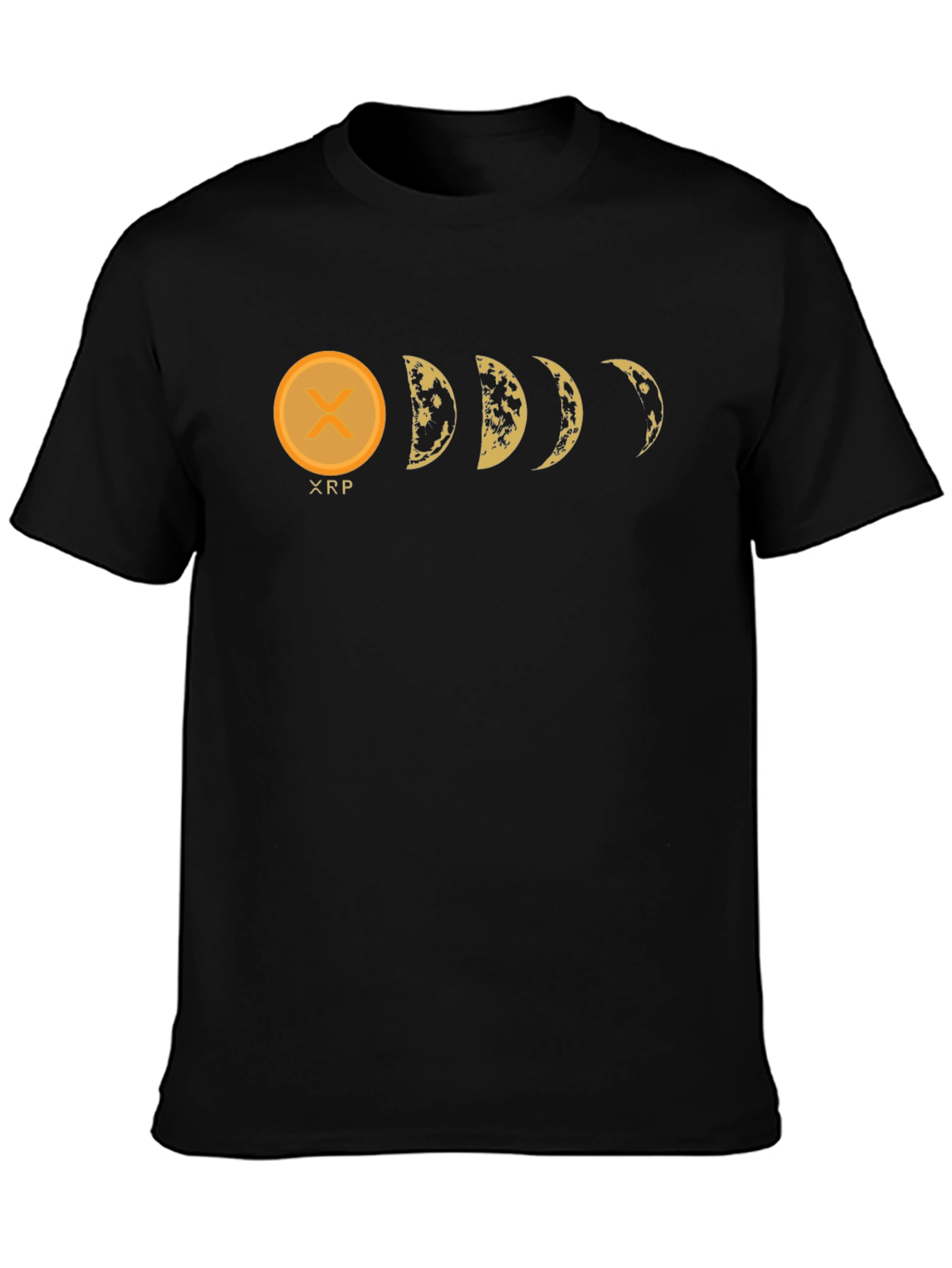 Black XRP to the Moon Phases Black T-Shirt view 3
