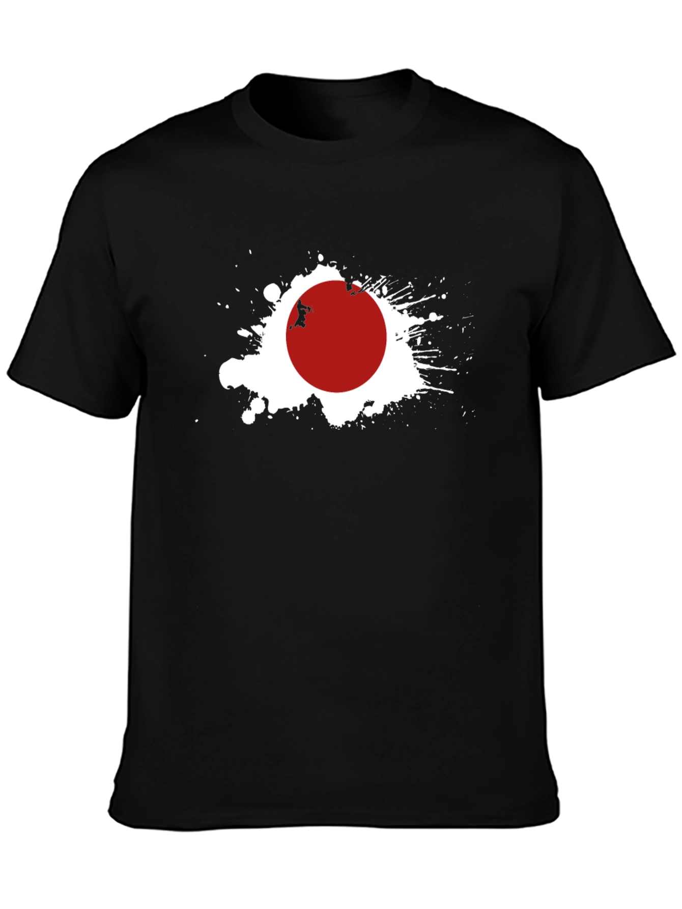 Black Japan Flag Graphic Tee - Black Crew Neck T-Shirt view 3