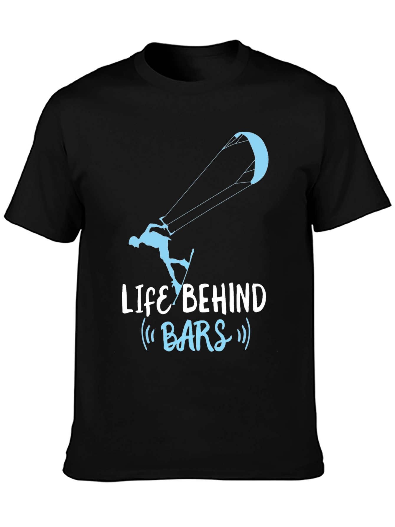 Black Life Behind Bars Kitesurfing T-Shirt - Cool Design view 3