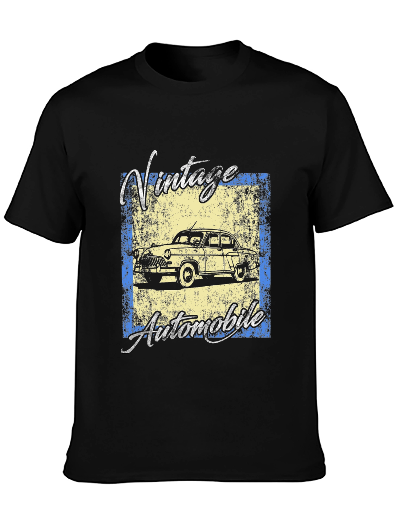 Black Vintage Automobile Graphic Tee - Classic Car Lovers view 3