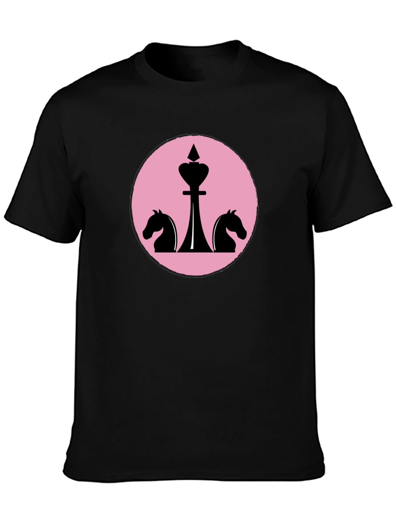 Black Chess King & Knights Graphic Tee - Stylish Black Cotton T-Shirt view 3