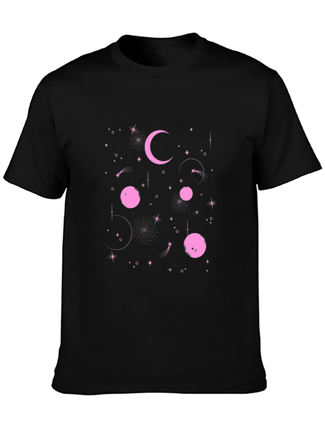Black Celestial Pink Graphic Black T-Shirt view 3