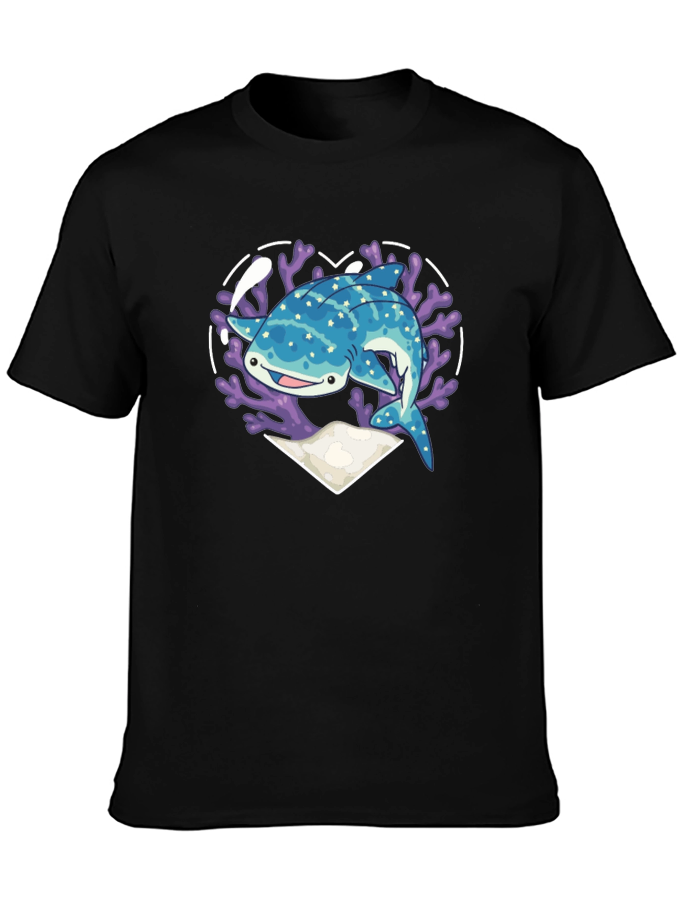 Black Whale Shark Heart Graphic Tee - Black view 3