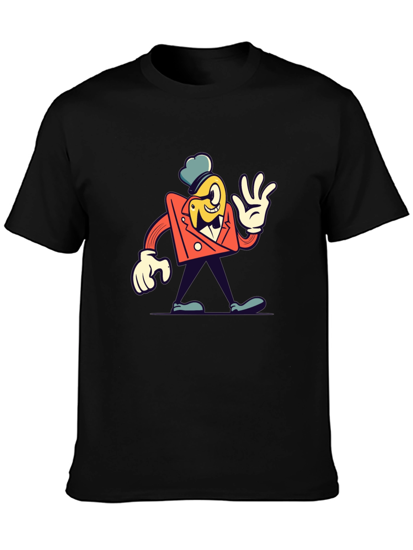 Black Cartoon Character Black T-Shirt view 3
