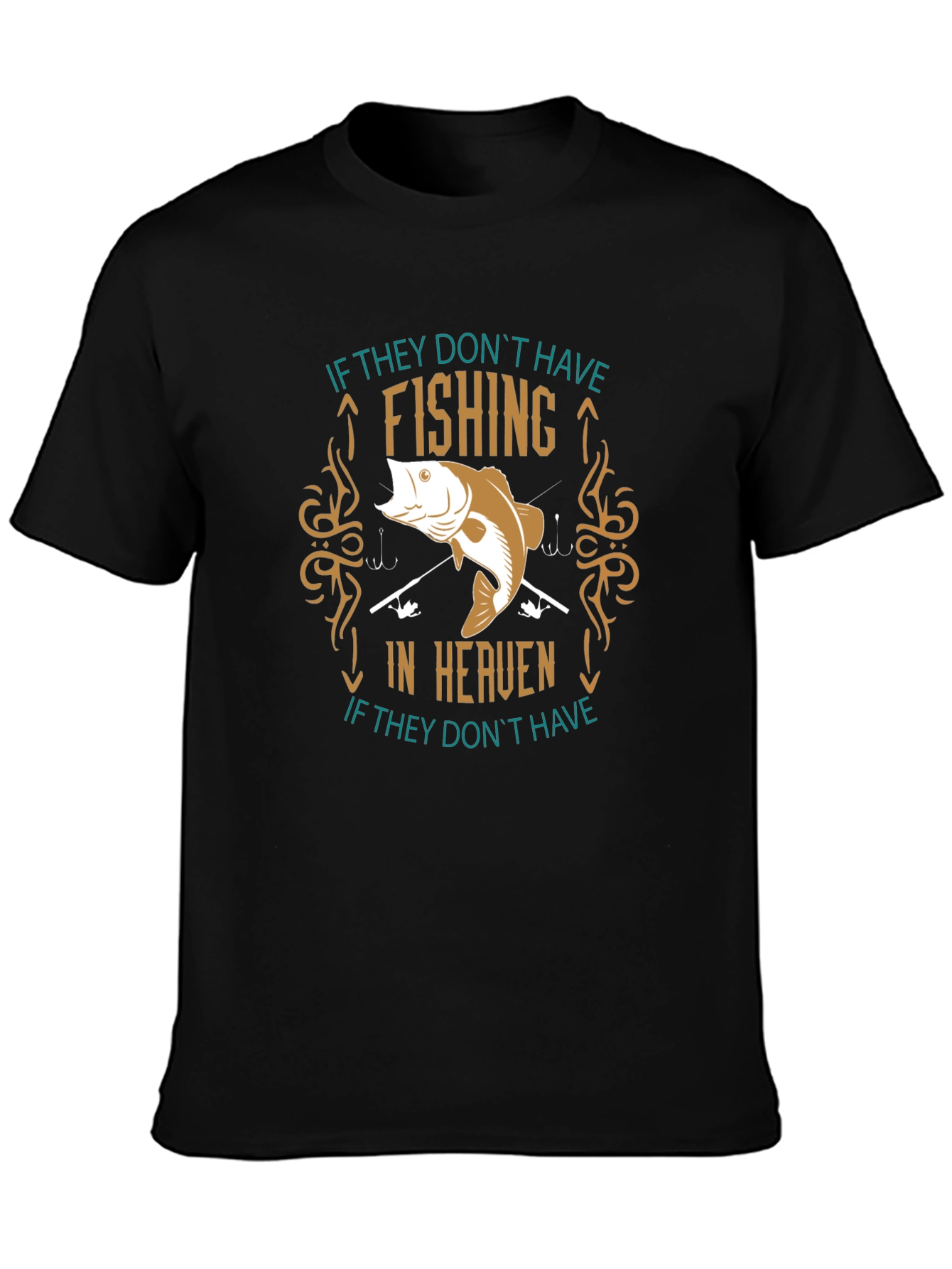 Black Fishing In Heaven Graphic T-Shirt view 3
