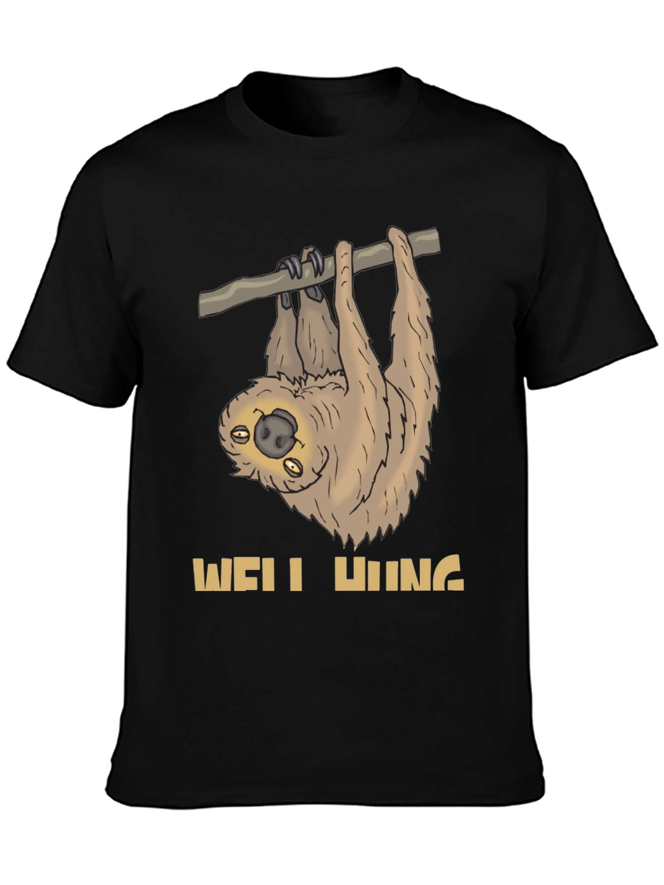 Black Well Hung Sloth Graphic Tee - Funny Animal T-Shirt view 3