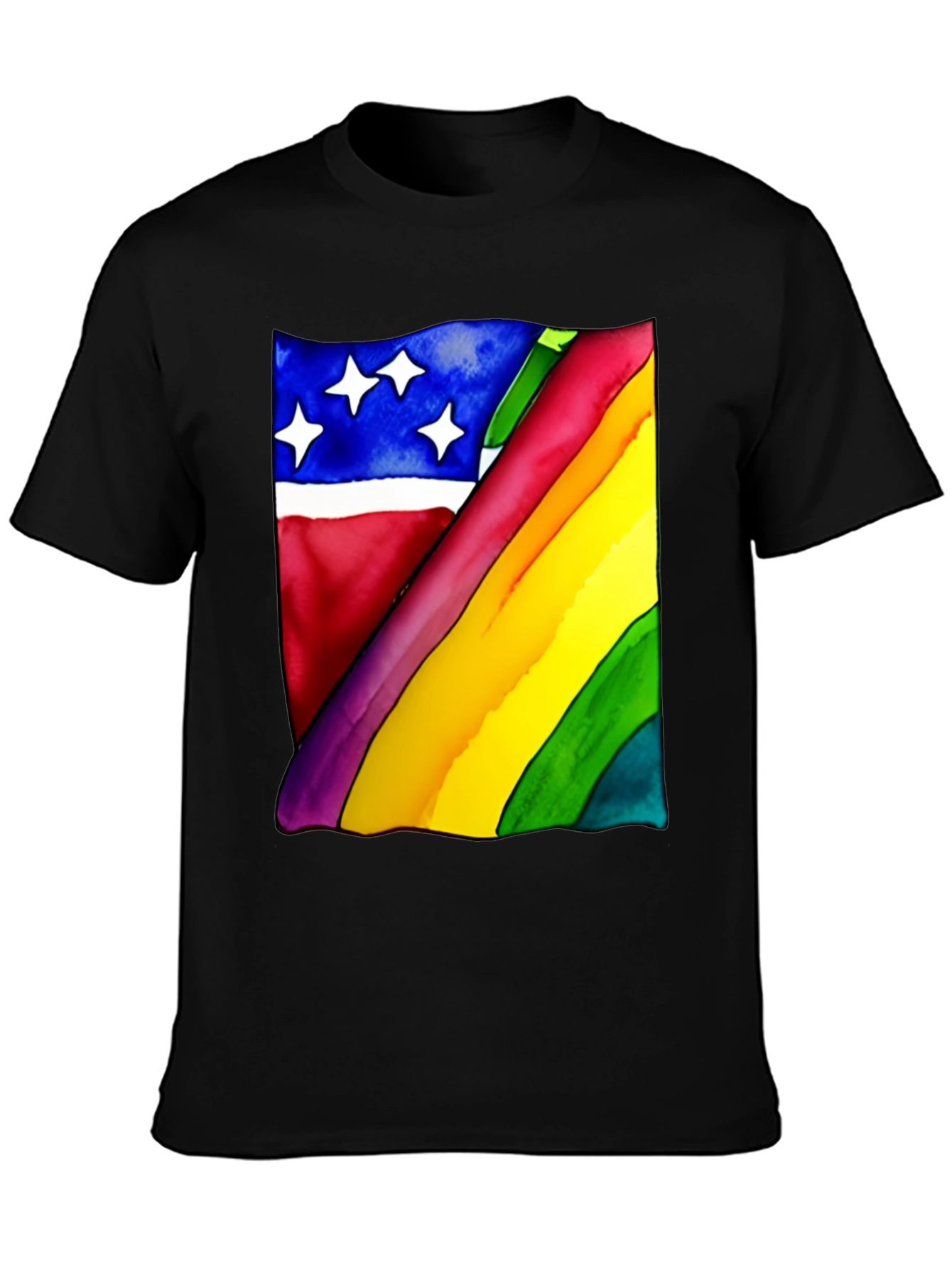 Black Rainbow Flag Graphic Tee - Unisex Black Shirt view 3