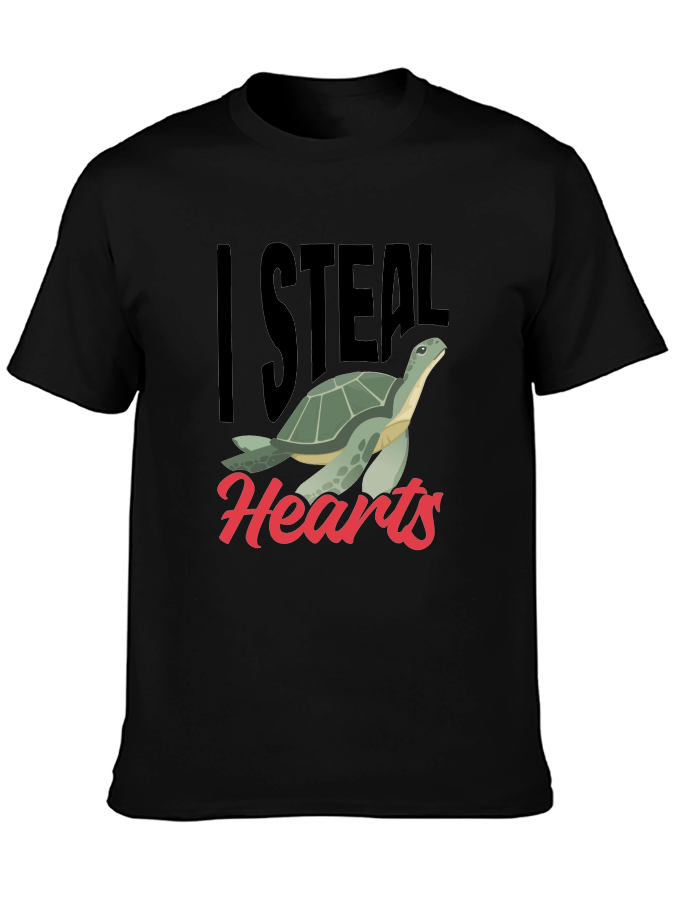 Black I Steal Hearts Turtle T-Shirt view 3