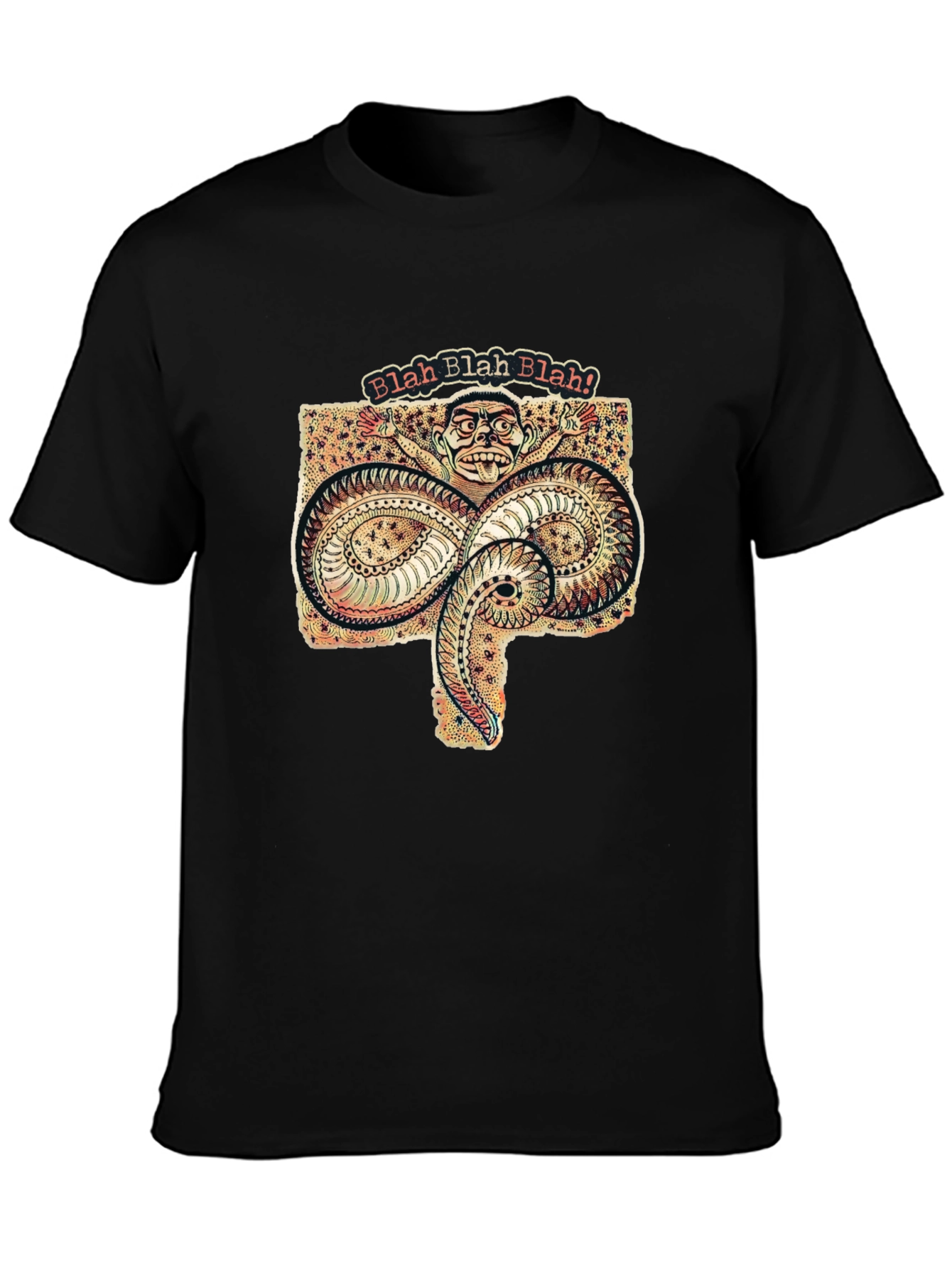 Black Blah Blah Graphic Tee - Unique Serpent Design view 3