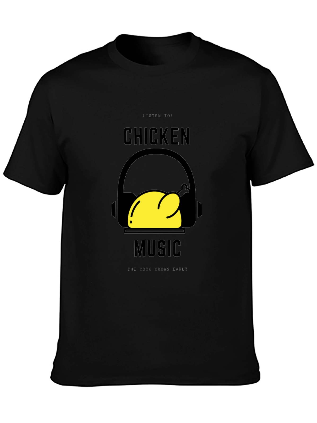 Black Chicken Music Graphic T-Shirt - Black view 3