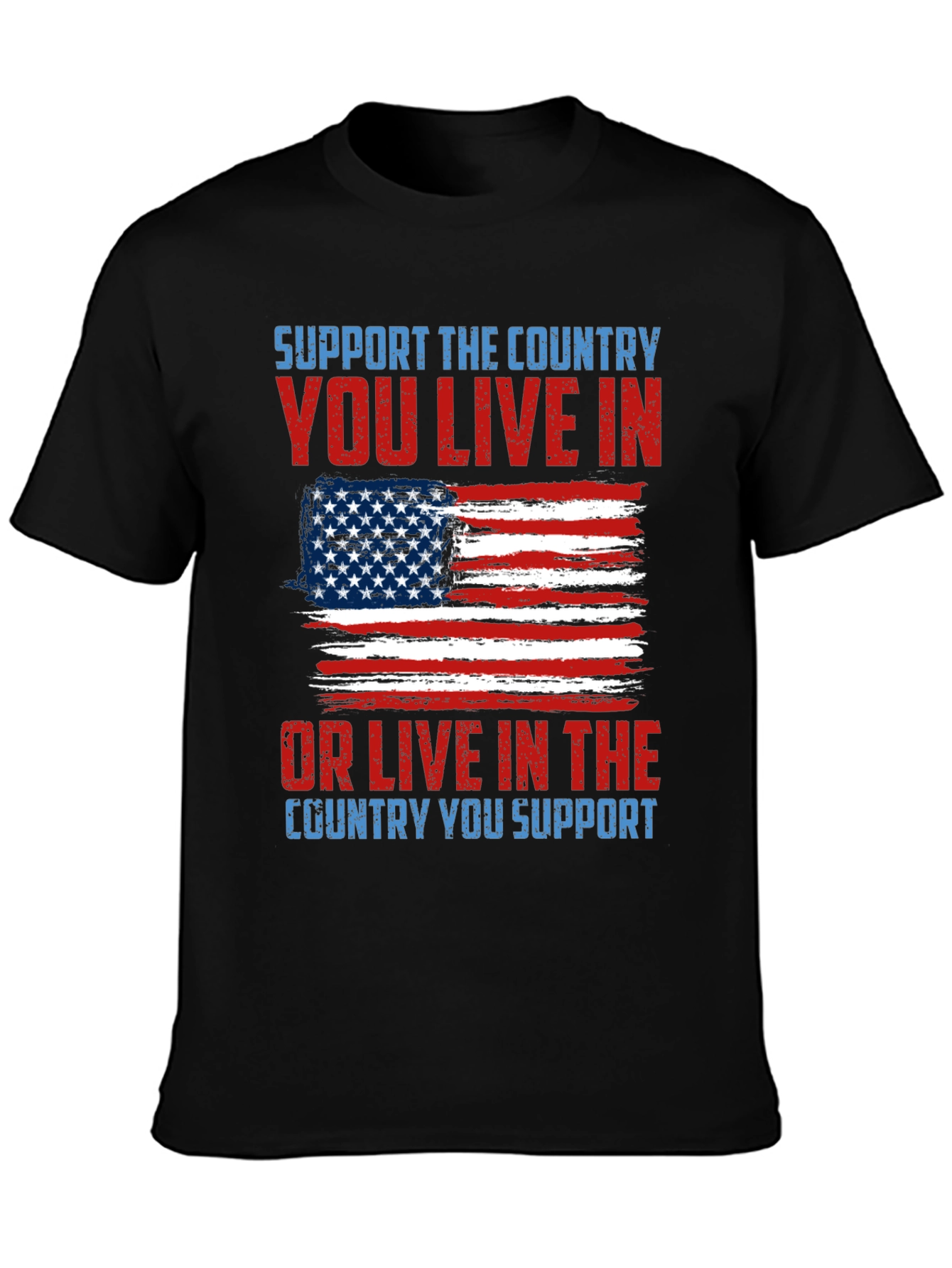 Black Patriotic T-Shirt - Support Your Country Tee view 3