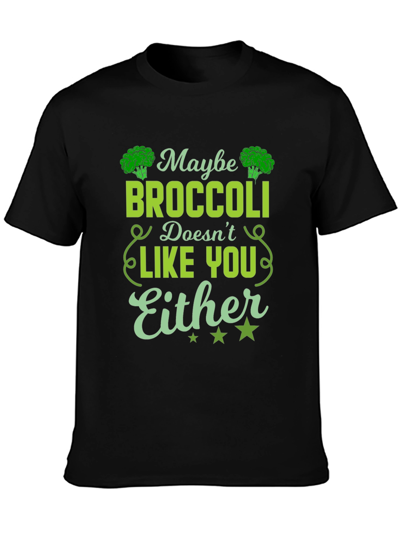 Black Broccoli Lover Graphic Tee - Unisex Black Shirt view 3