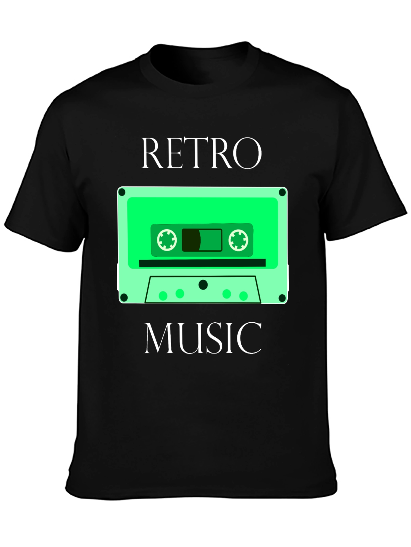 Black Retro Music Cassette Graphic T-Shirt view 3