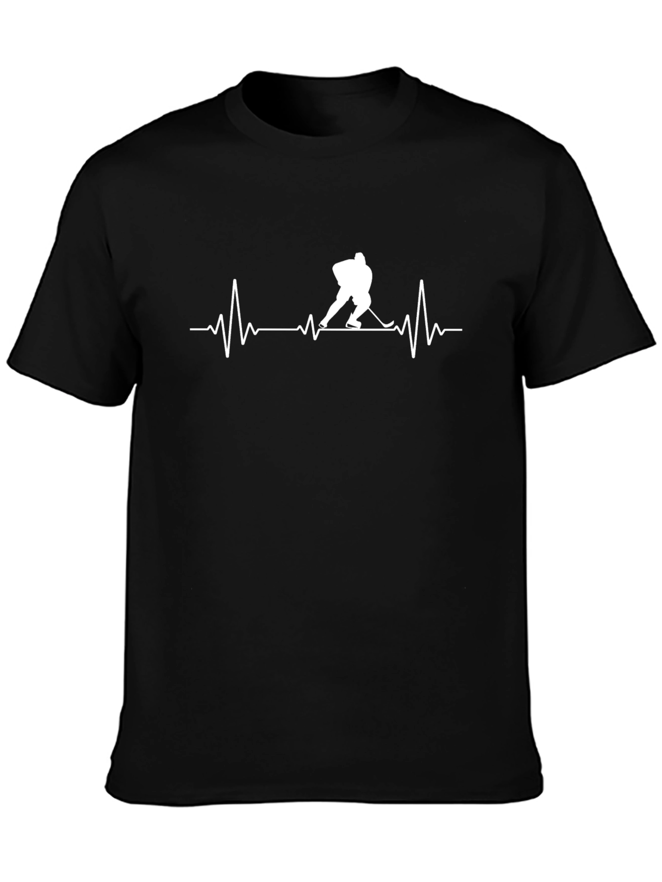 Black Hockey Heartbeat T-Shirt view 3