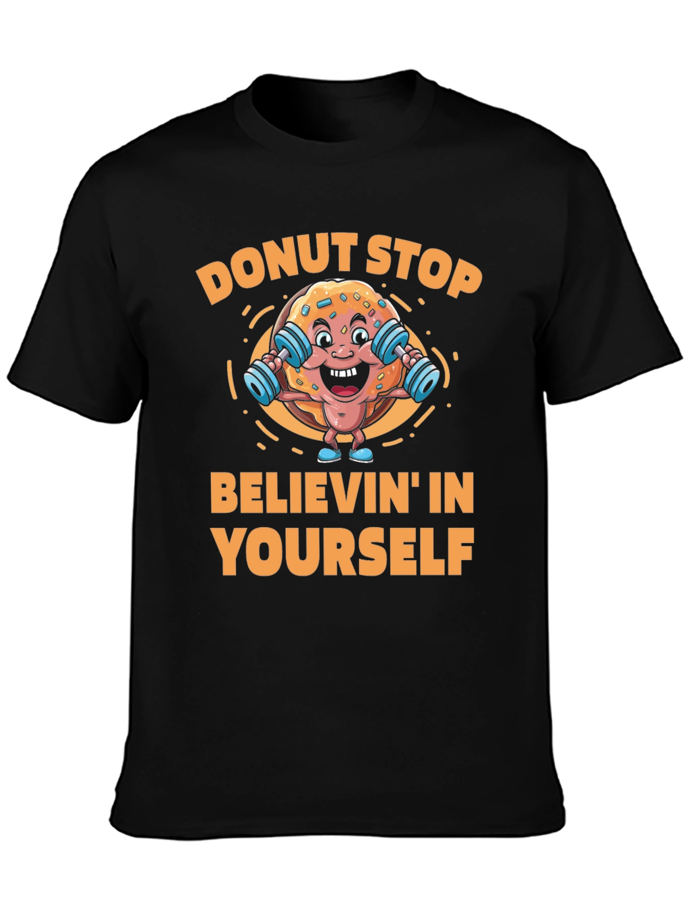 Black Donut Stop Believin' Fitness T-Shirt view 3