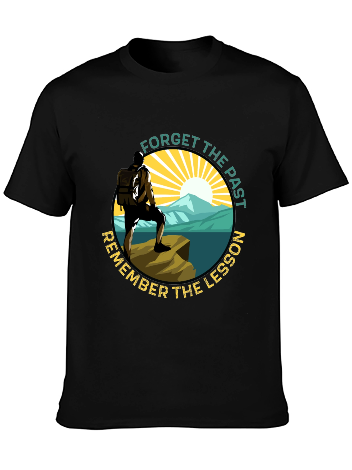 Black Forget Past Remember Lesson T-Shirt view 3
