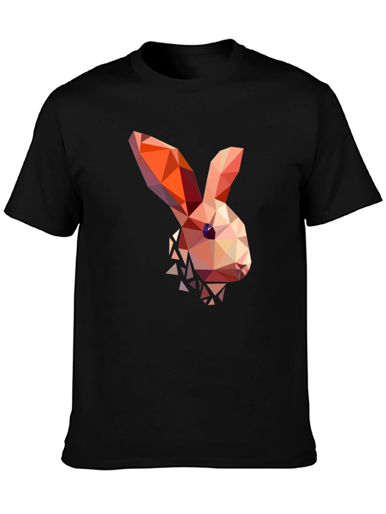Black Geometric Bunny Graphic T-Shirt view 3
