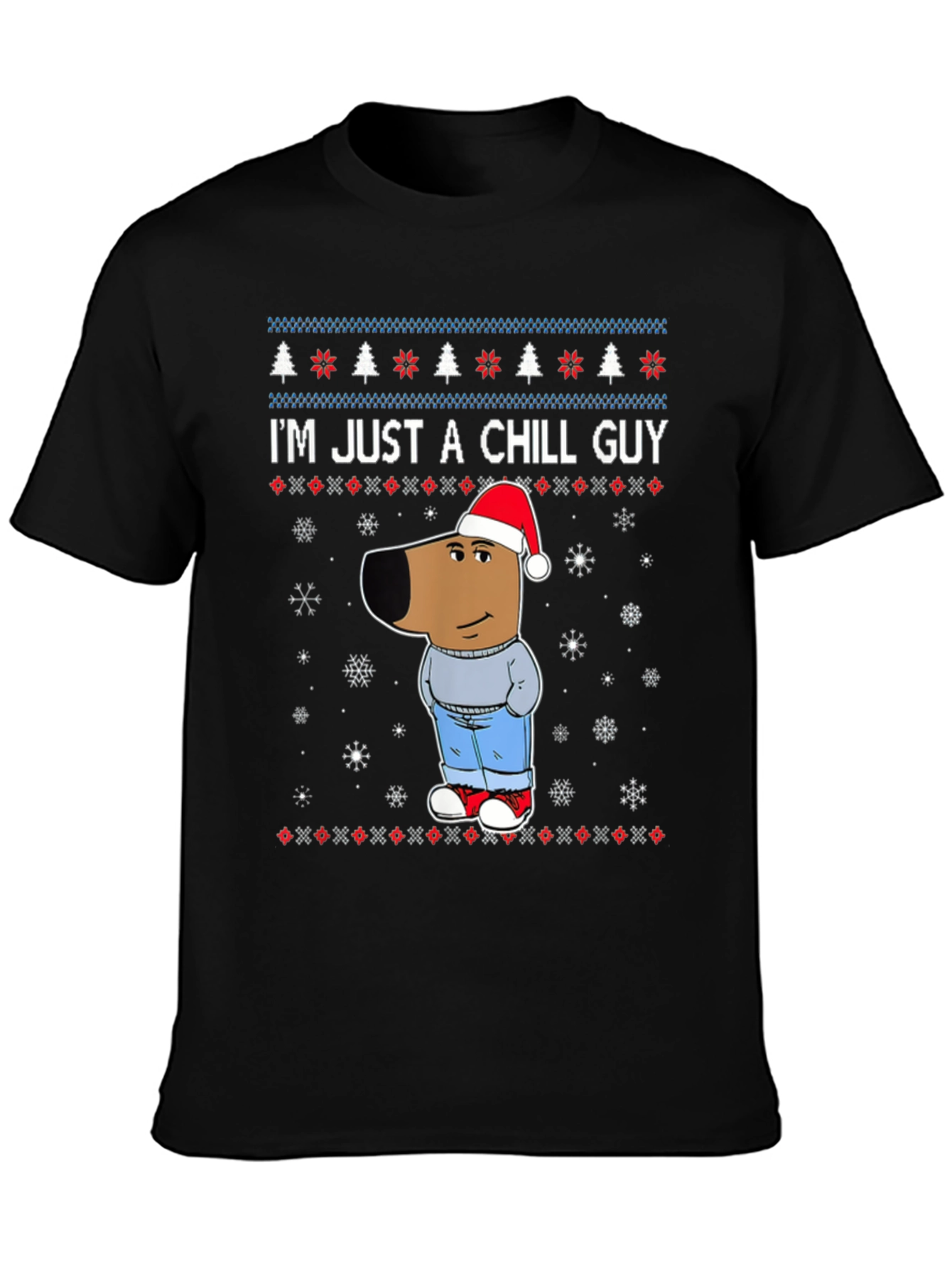 Black Chill Guy Christmas Graphic Tee view 3