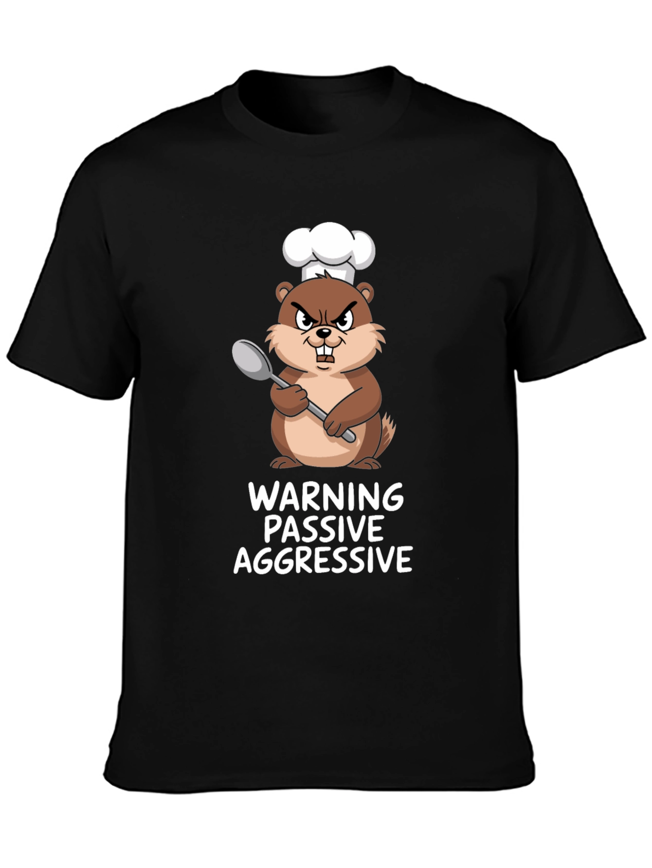Black Passive Aggressive Chef Beaver Graphic Tee view 3