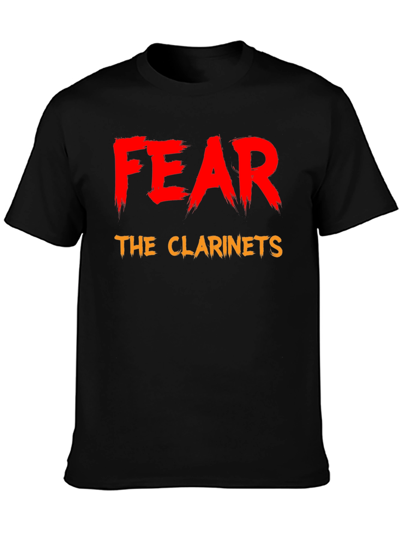 Black Fear the Clarinets T-Shirt - Funny Band Tee view 3