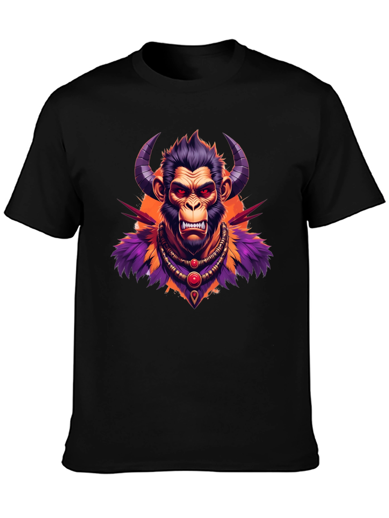 Black Horned Monkey Graphic Tee - Unique Ape Design view 3