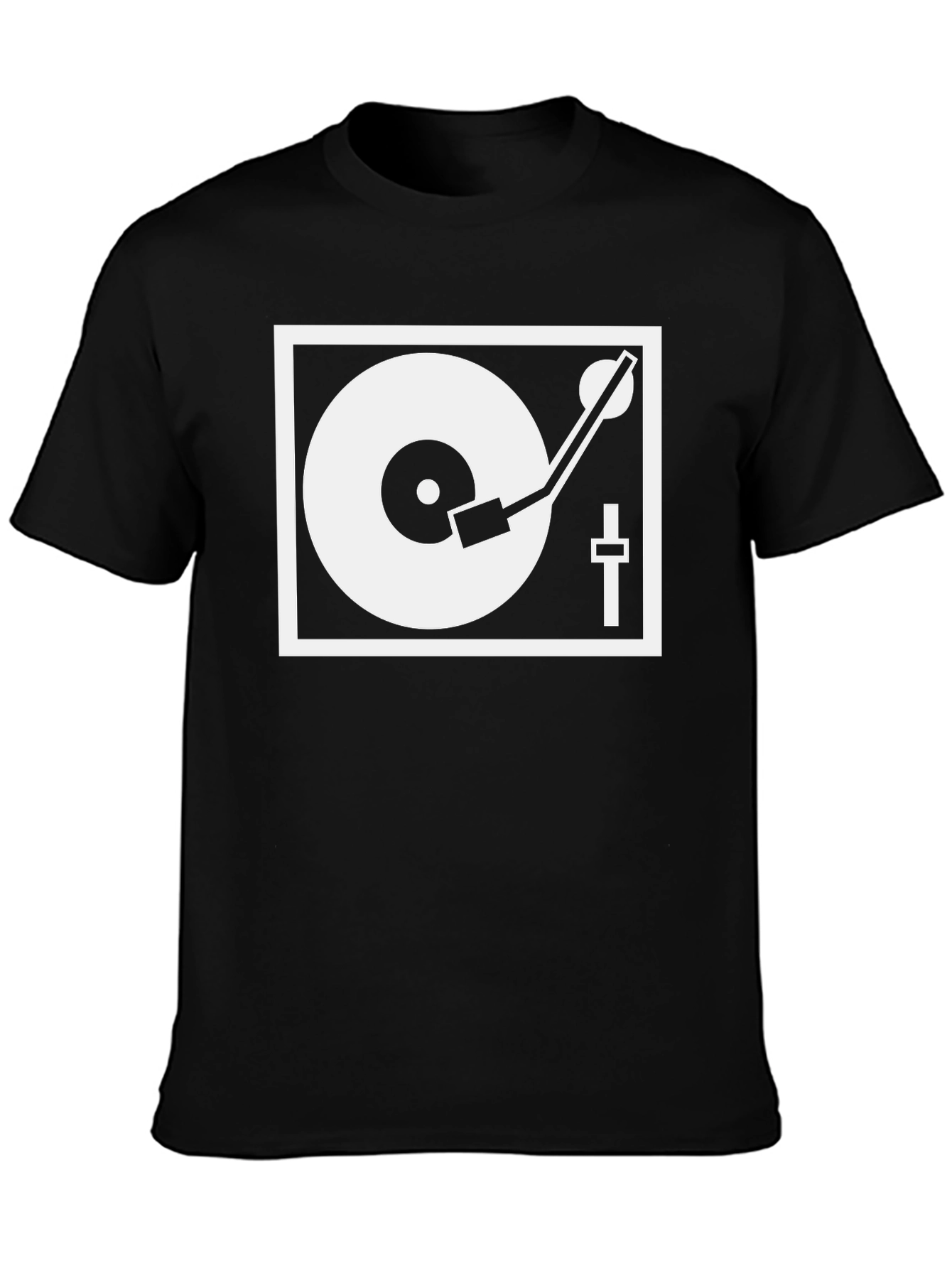 Black DJ Turntable Graphic Tee - Black Cotton Blend view 3