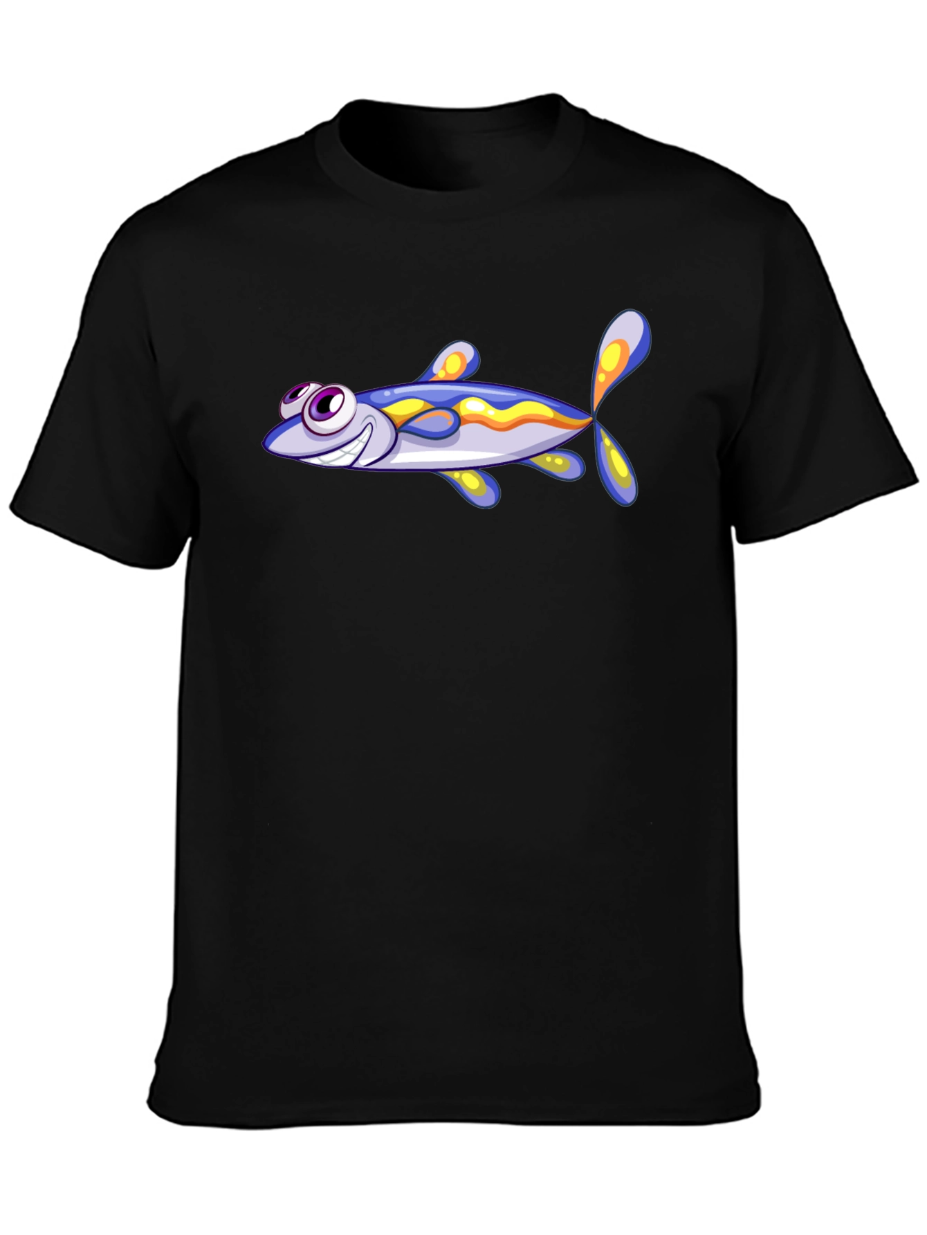 Black Cartoon Fish Graphic T-Shirt - Soft Cotton Blend view 3
