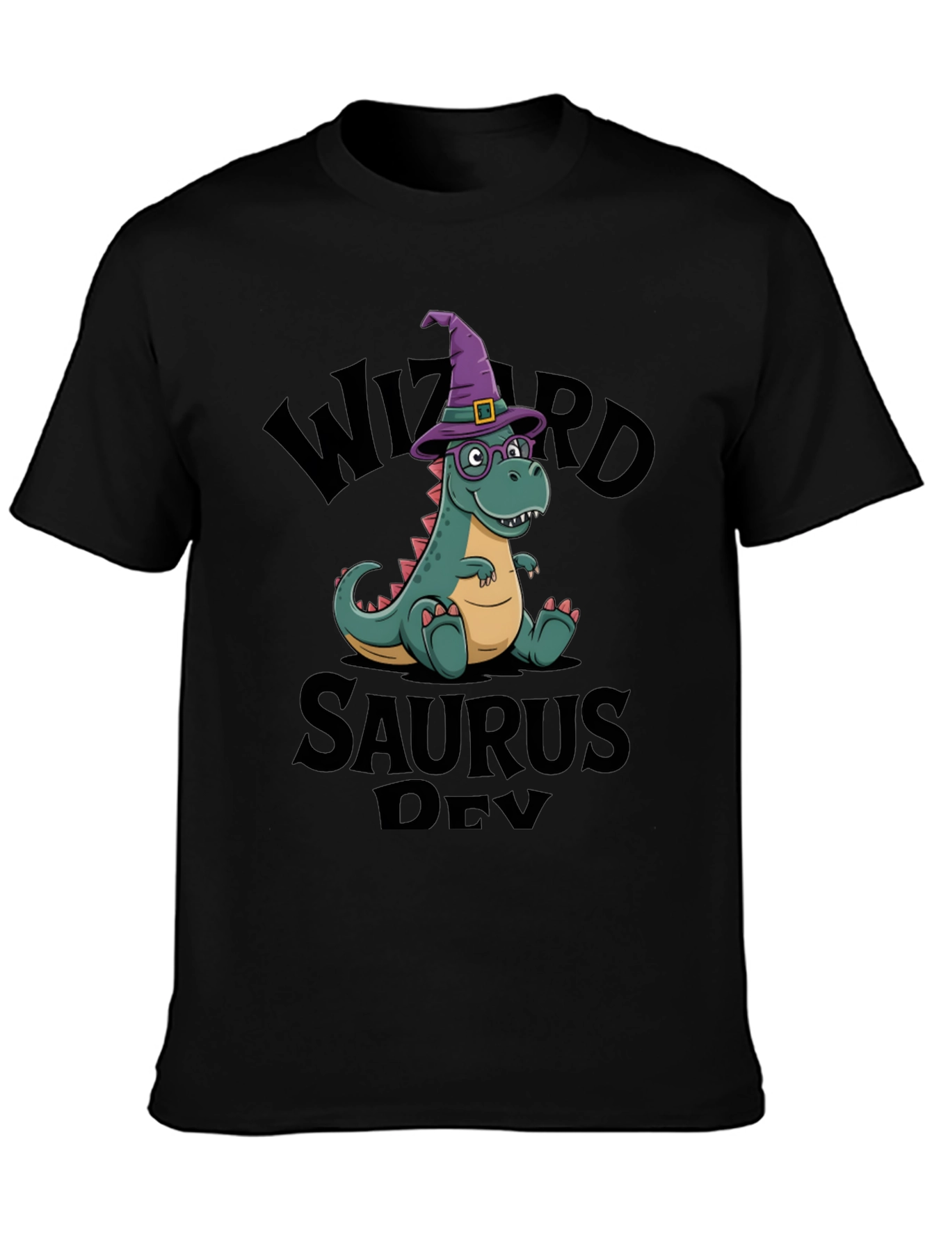 Black Wizard Saurus Dev T-Shirt view 3