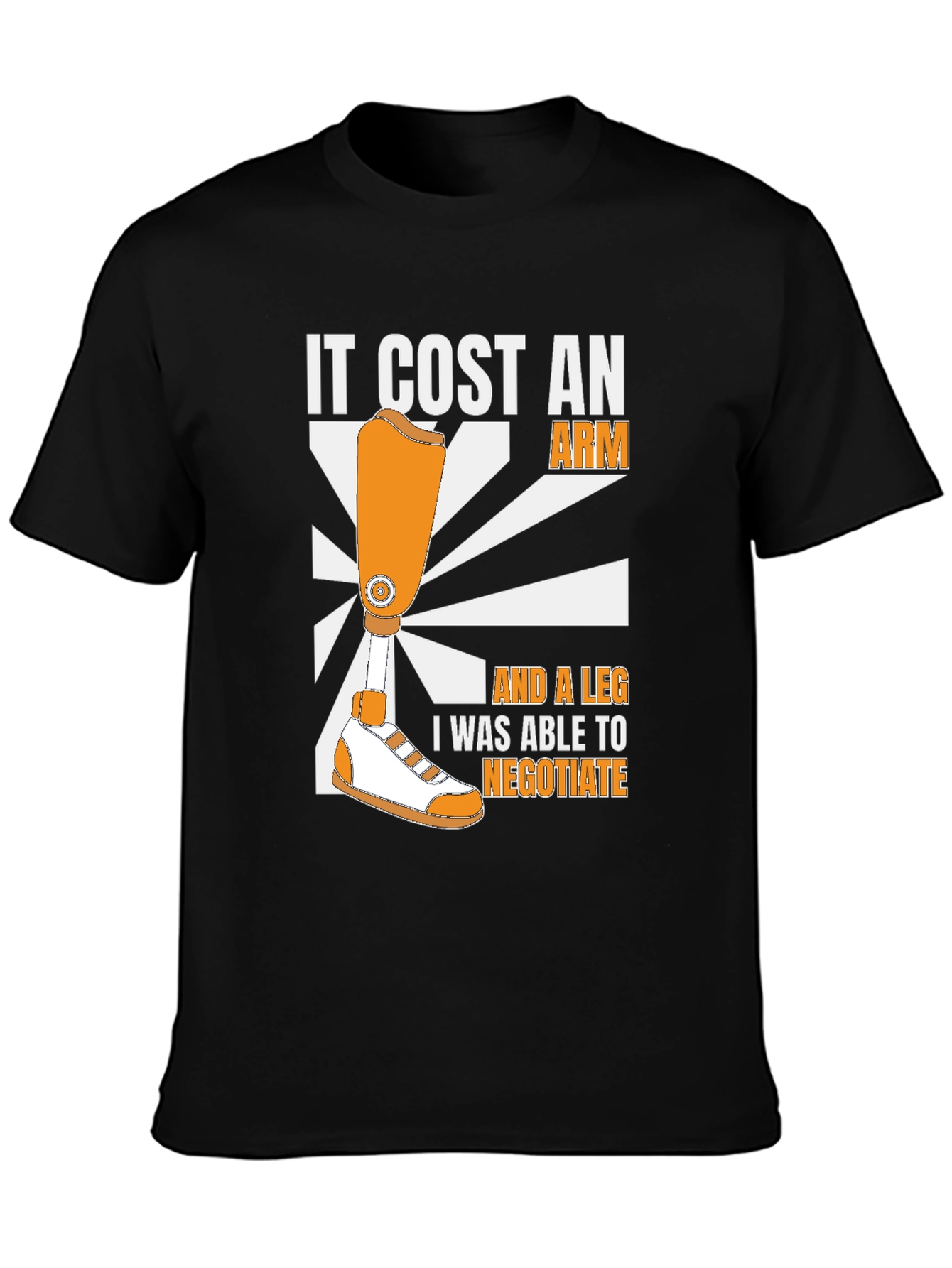 Black Funny "It Cost an Arm" Graphic T-Shirt view 3