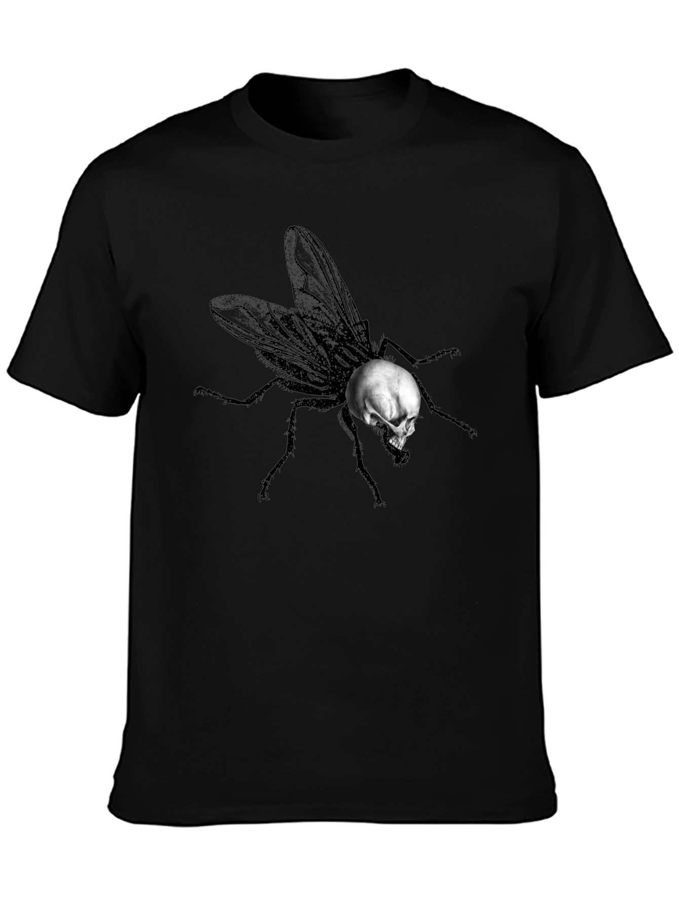 Black Skull Fly Graphic T-Shirt - Unique Design view 3