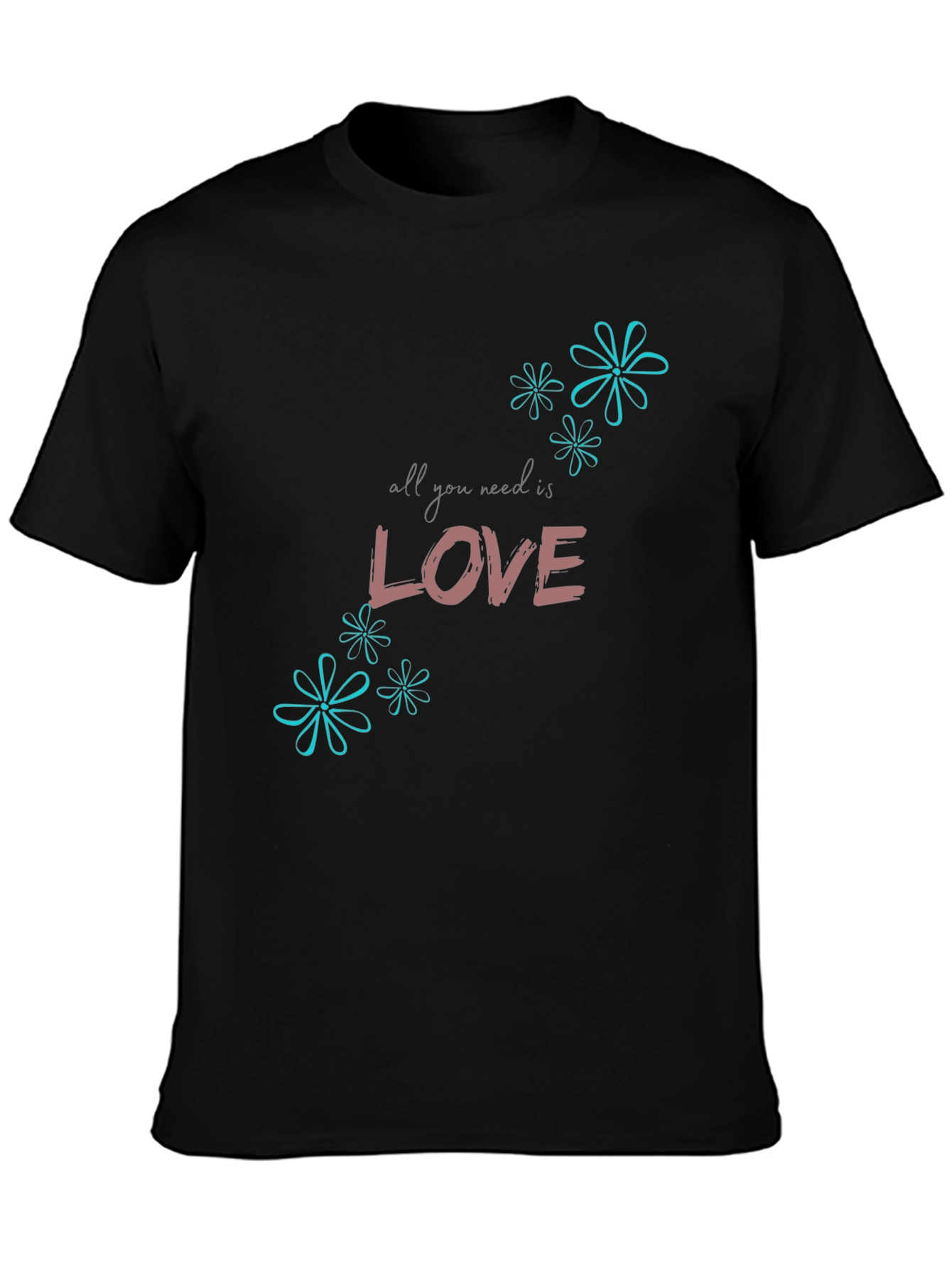 Black All You Need is Love Graphic T-Shirt view 3